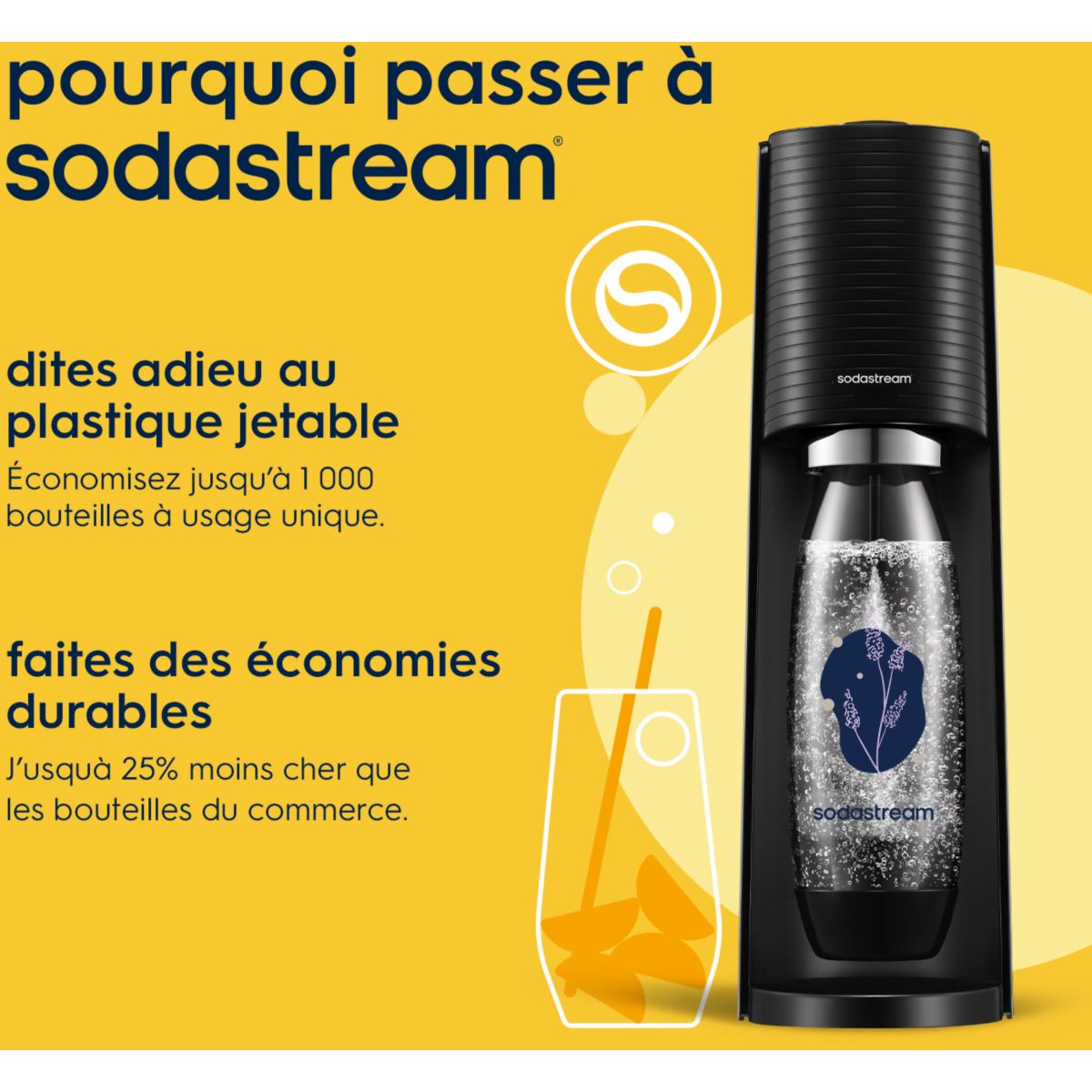 Machine à soda SODASTREAM TERRA Noire Lavande | Leroy Merlin