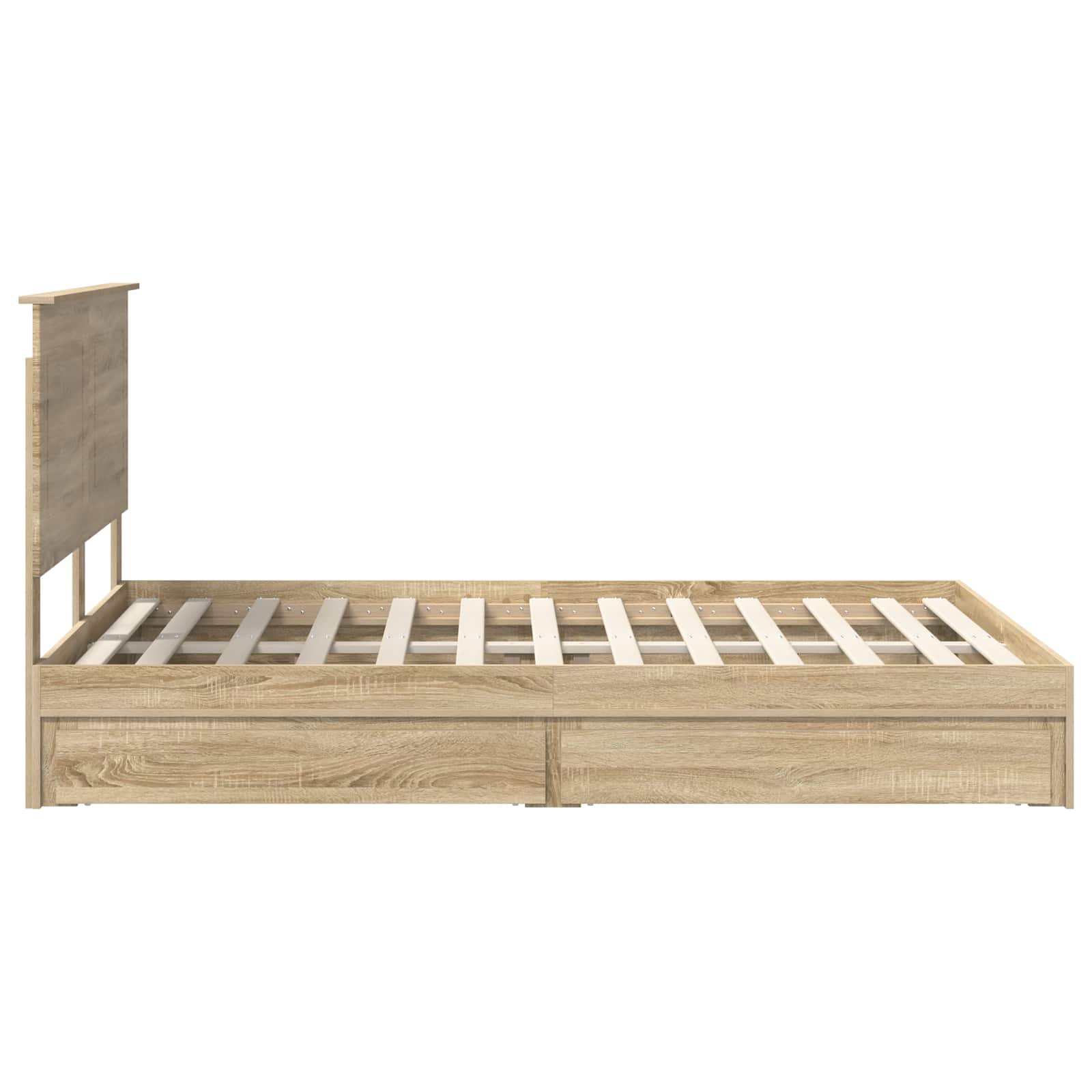 Lit de rangement chêne 140 x 190 cm panneau de bois - 9