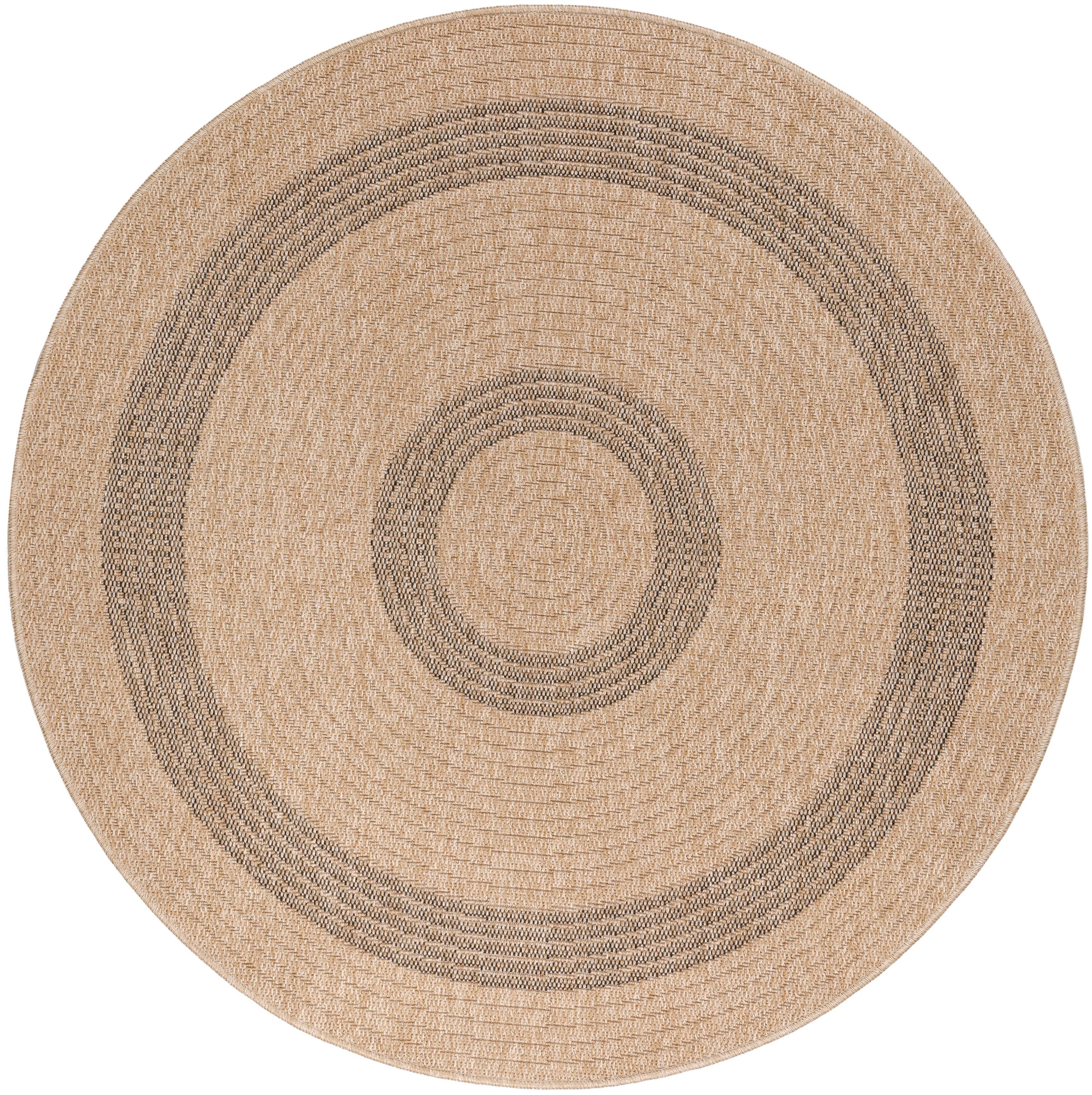 Tapis Rond En Jute Tressé – Beige Et Jaune, Fait Main, Aspect Naturel Et Rustique, Plusieurs Tailles