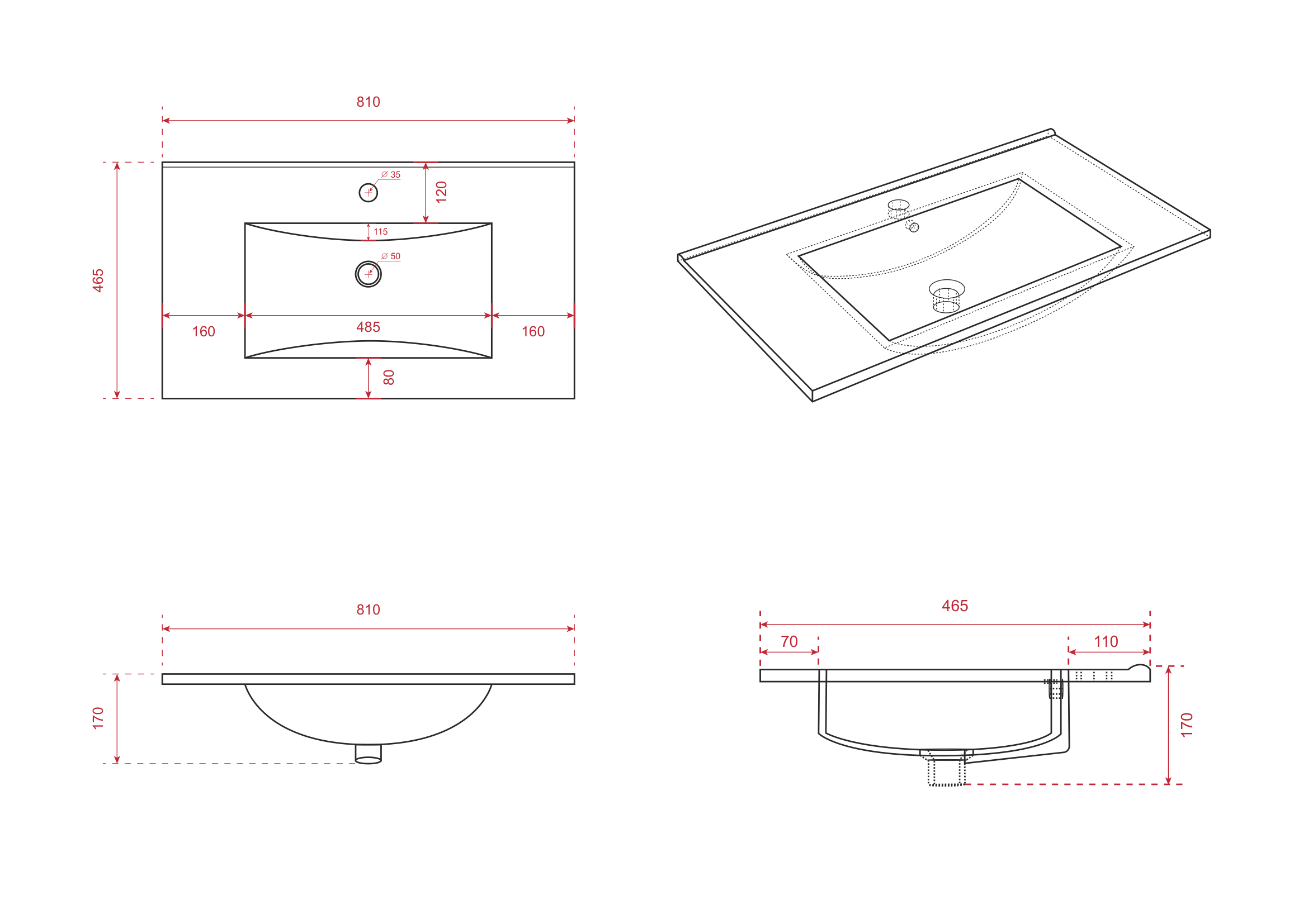 Mirlux Mobile bagno Mirlux Sova - 80 cm - Noce - Lavabo bianco - 9