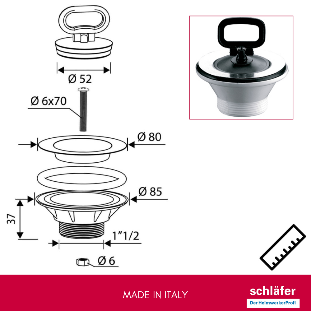 4395026 Schläfer | Raccordement lave-vaisselle Siphon pour évier, Kit de vidange de siphon universel G 1
