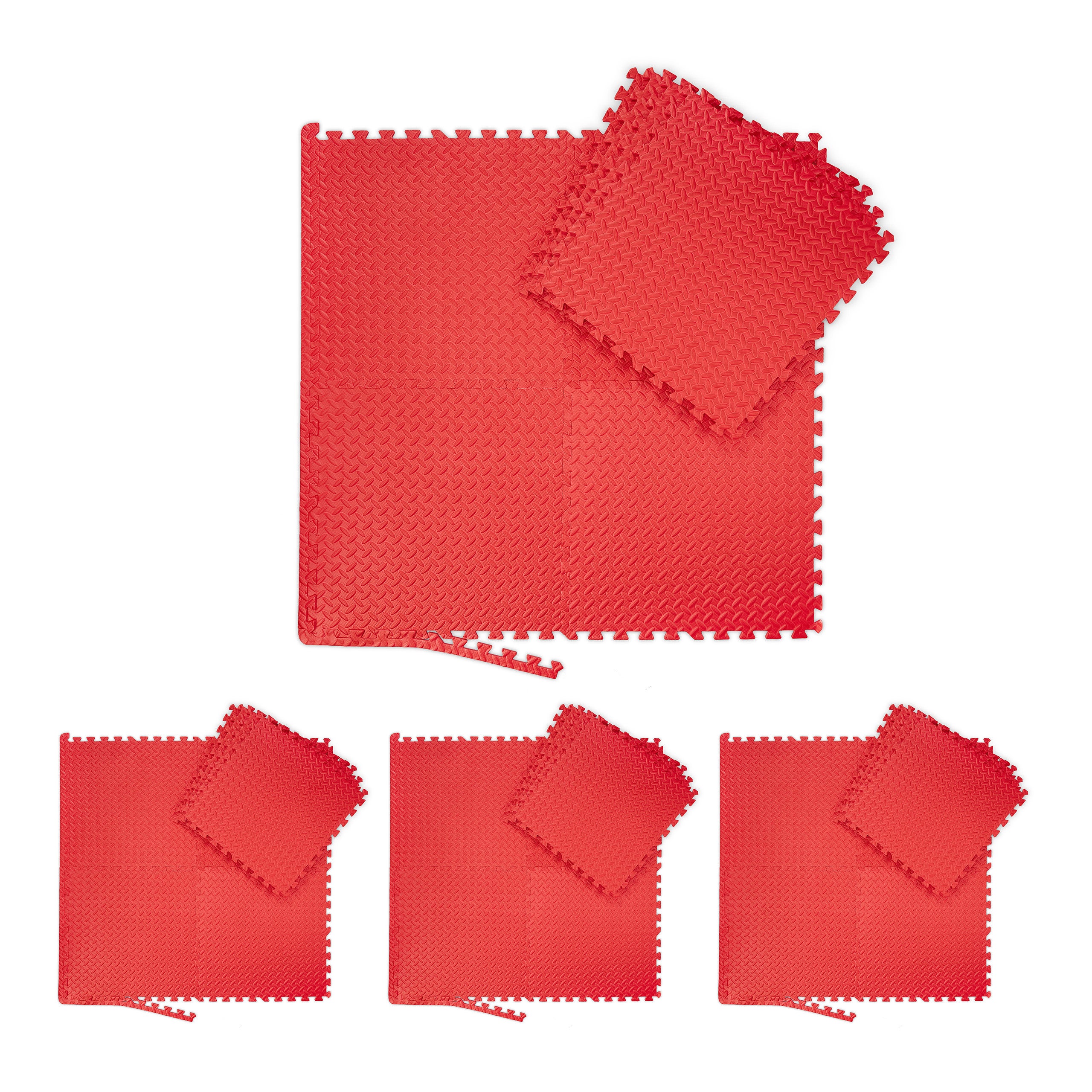 32 piezas suelo goma eva, alfombra puzzle, esterilla fitness, tatami, con bordes, 12 m², 60x60 cm, rojo