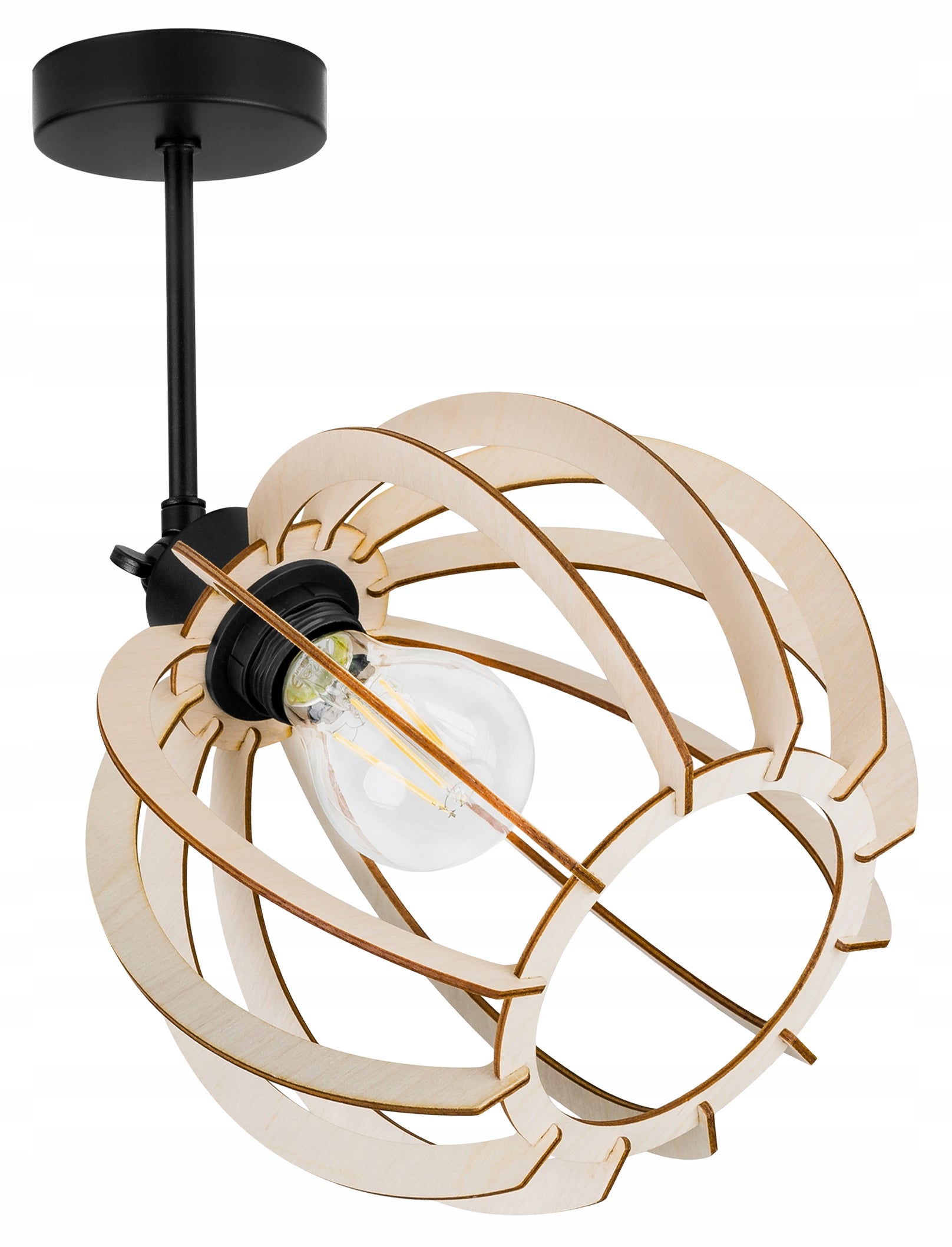 Lampa sufitowa wisząca Timber 1xE27 abażur kula drewniana Light Home LH