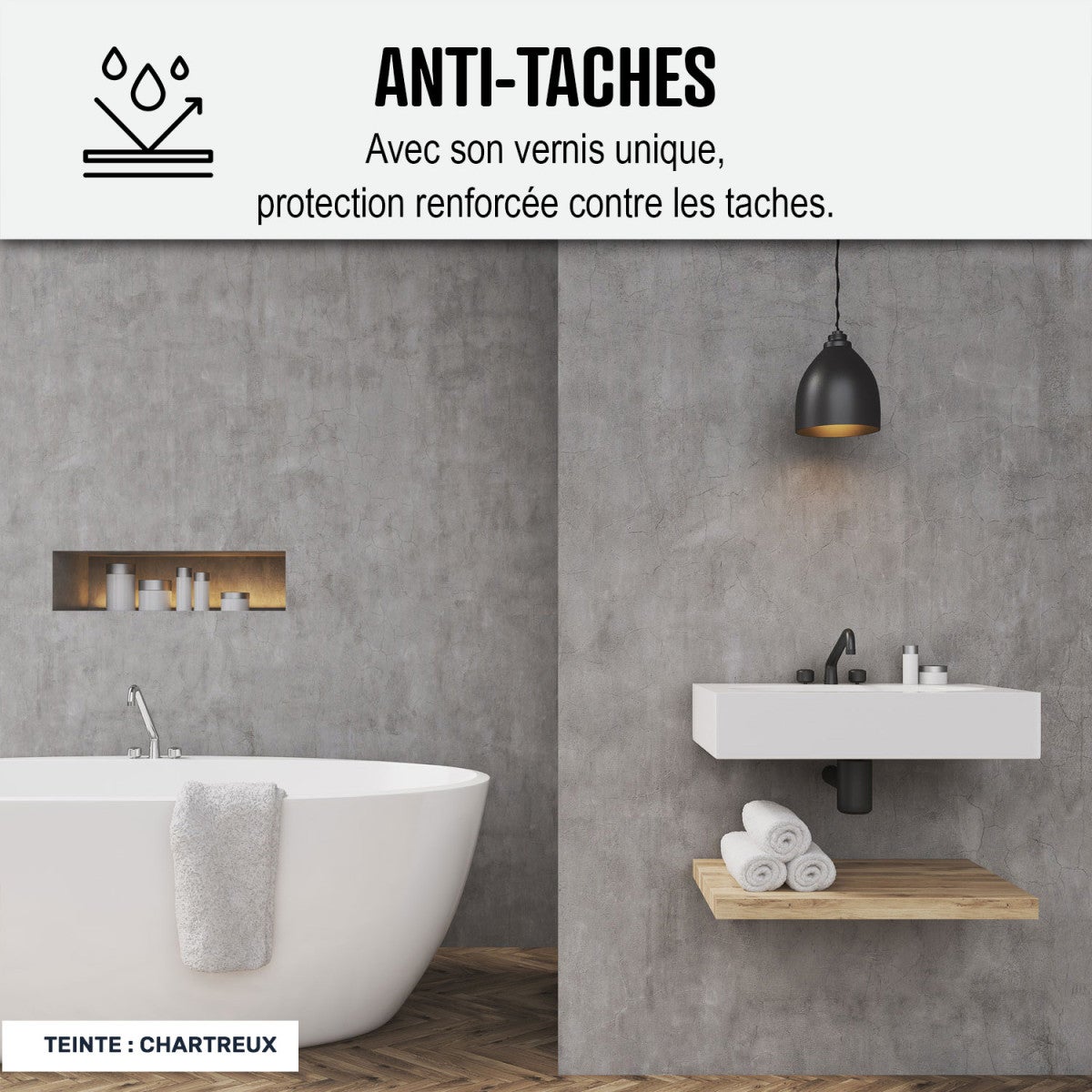 KIT BÉTON CIRÉ - MURS SALLE DE BAINS DOUCHE ITALIENNE Isatis Blanc - 10 m² (en 2 couches) - ARCANE INDUSTRIES - 3