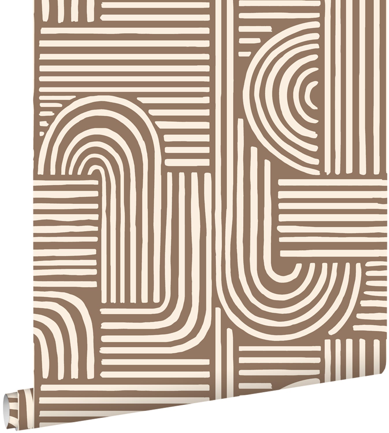 Tapeta graficzny motyw 3D brązowym - 50 x 900 cm - ESTAHOME