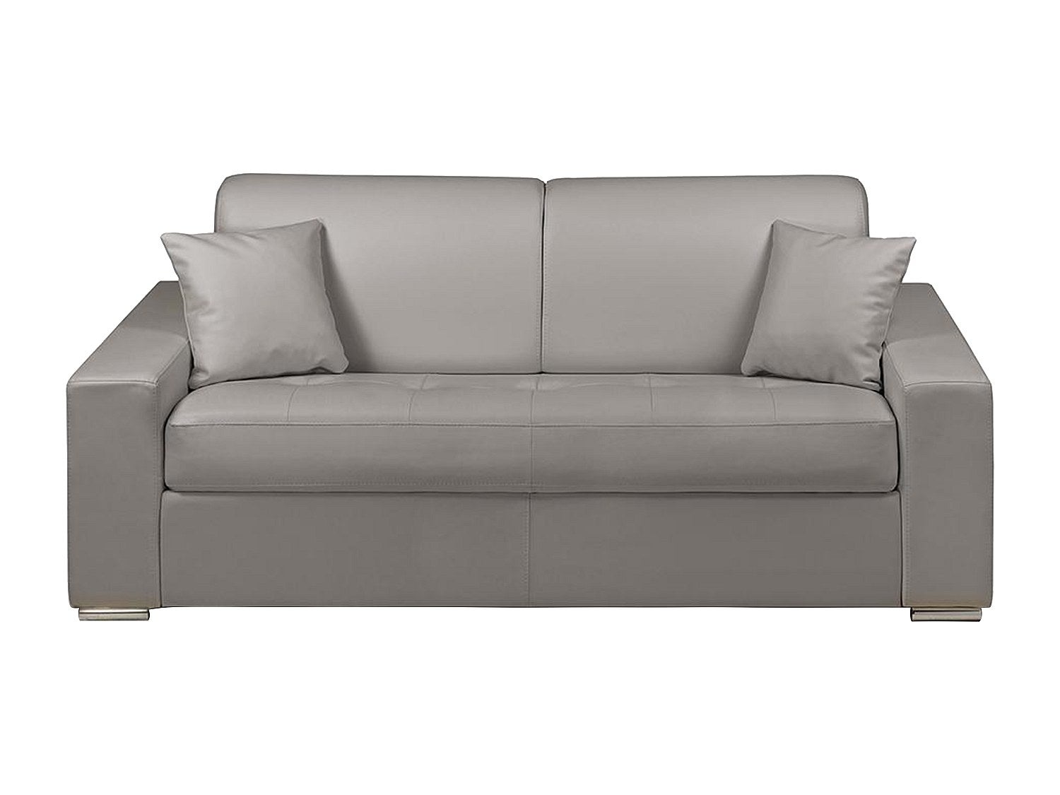 Canapé 3 places convertible express en simili EMIR - Gris - Couchage à lattes larges 140 cm - Matelas 18 cm - 2