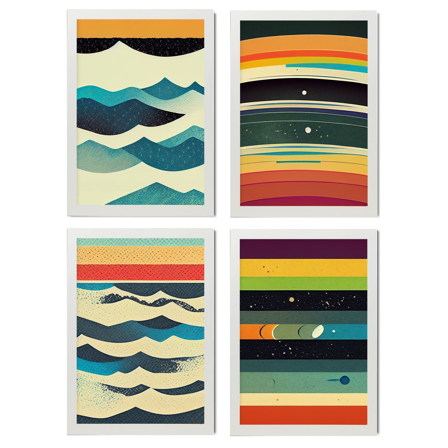 Nacnic set de 4 posters mar en estilo abstracto llamativas y modernas ilustraciones artísticas a todo color para el diseño y size a4 sin marco