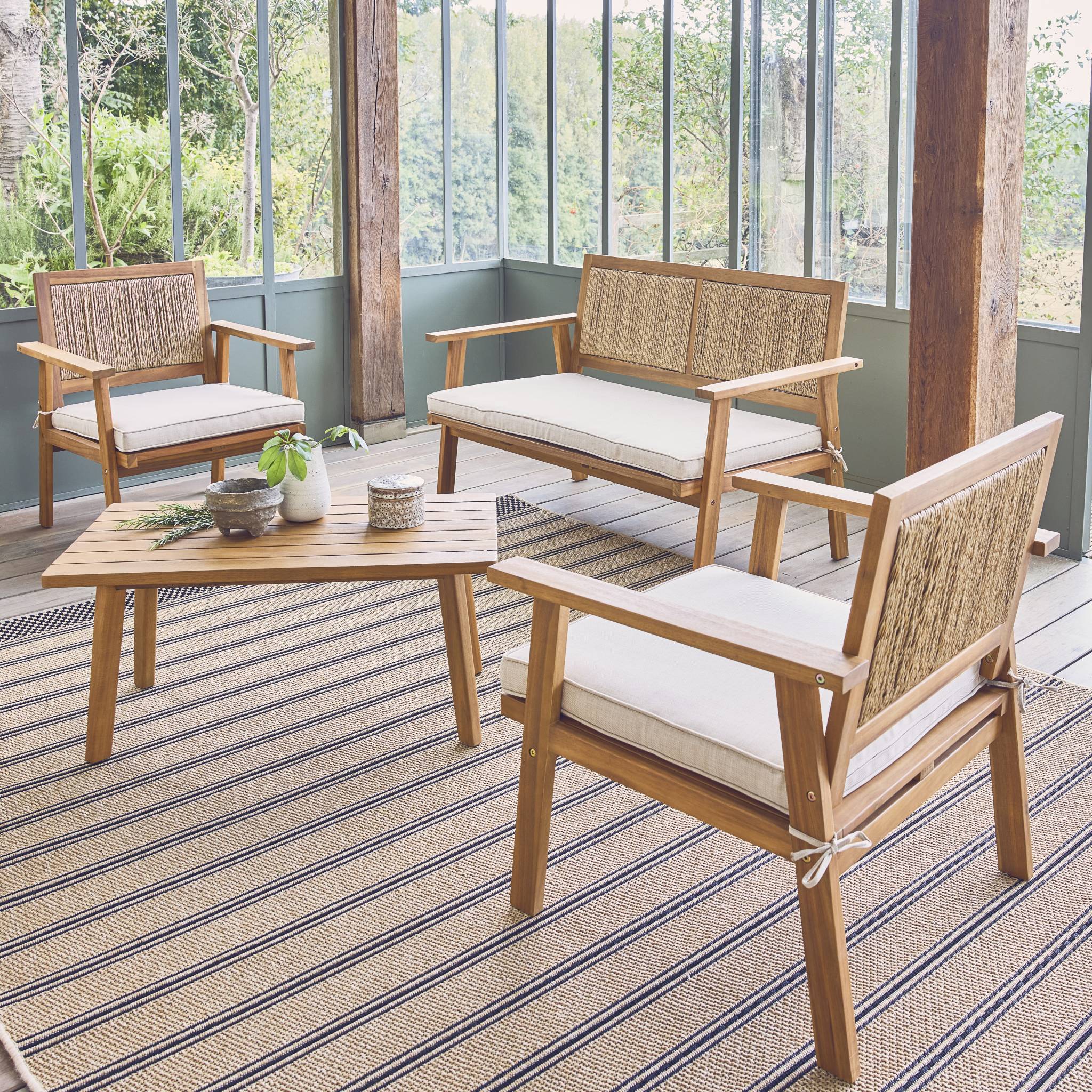 Salon de jardin en Bois Beige 4 personnes - 2