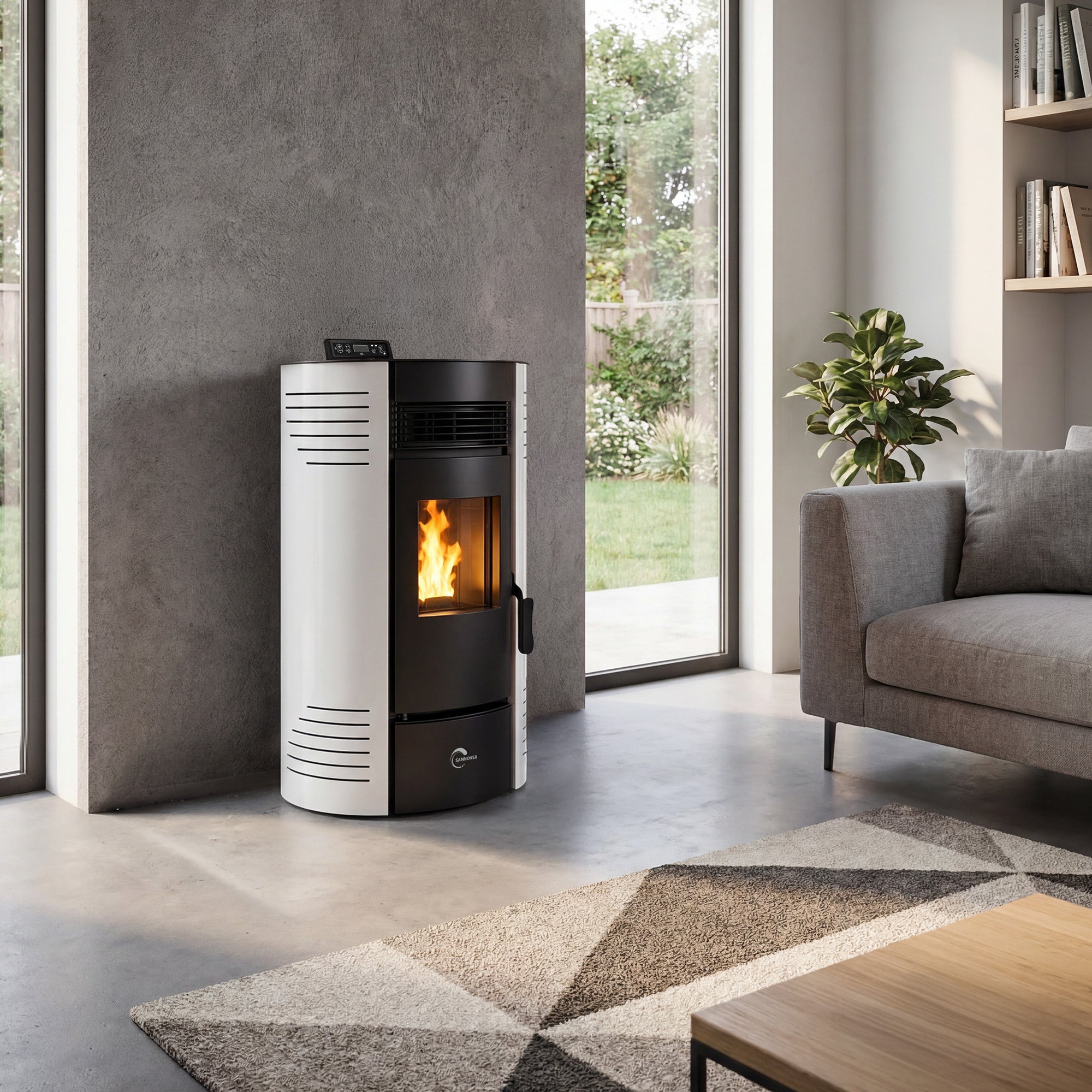 Soba pe peleți Azora 15,1 kW, Alb Sannover | Leroy Merlin