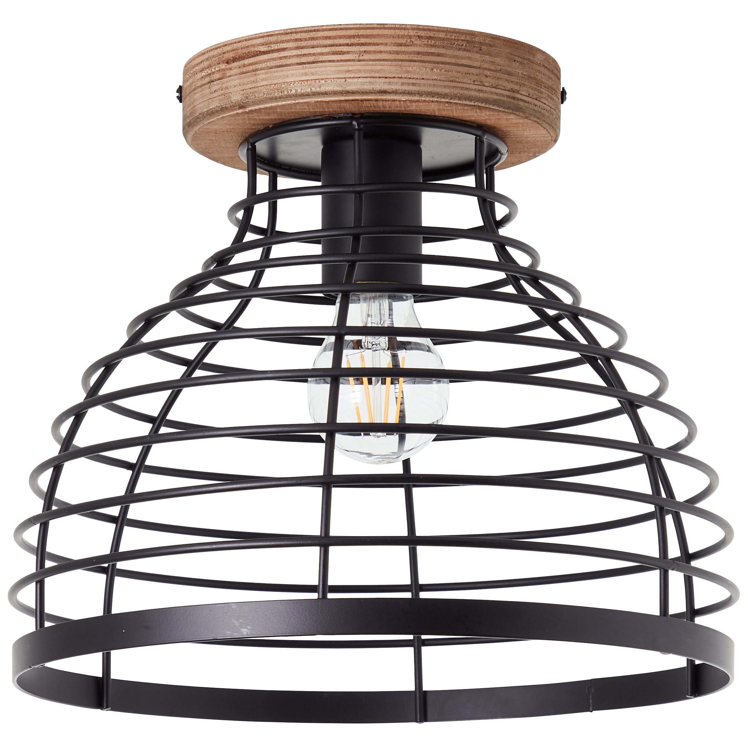 Lampa sufitowa Brilliant Avia 30cm czarny/drewno, metal/drewno, 1x A60, , 52W - 3