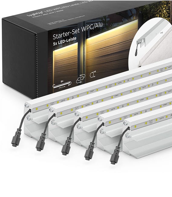 Pvc Eclairage Set éclairage extérieur pour clôture PVC / Aluminium - 5 Barettes ...