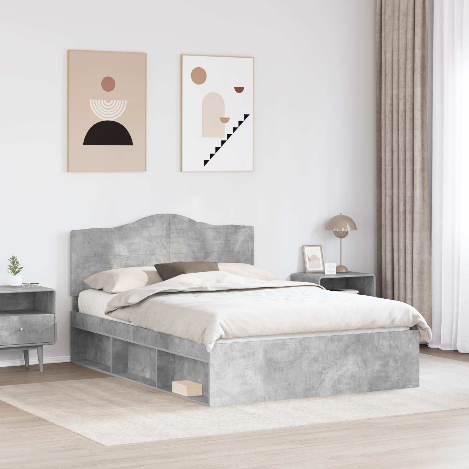 Cadre de lit Gris Béton 150 x 200 cm Pin massif - 3