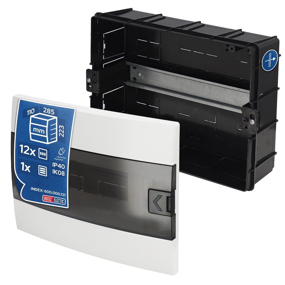 Rozdzielnica elektryczna podtynkowa 12-modułowa biała dymna 285x223x110mm HOROZ ELECTRIC