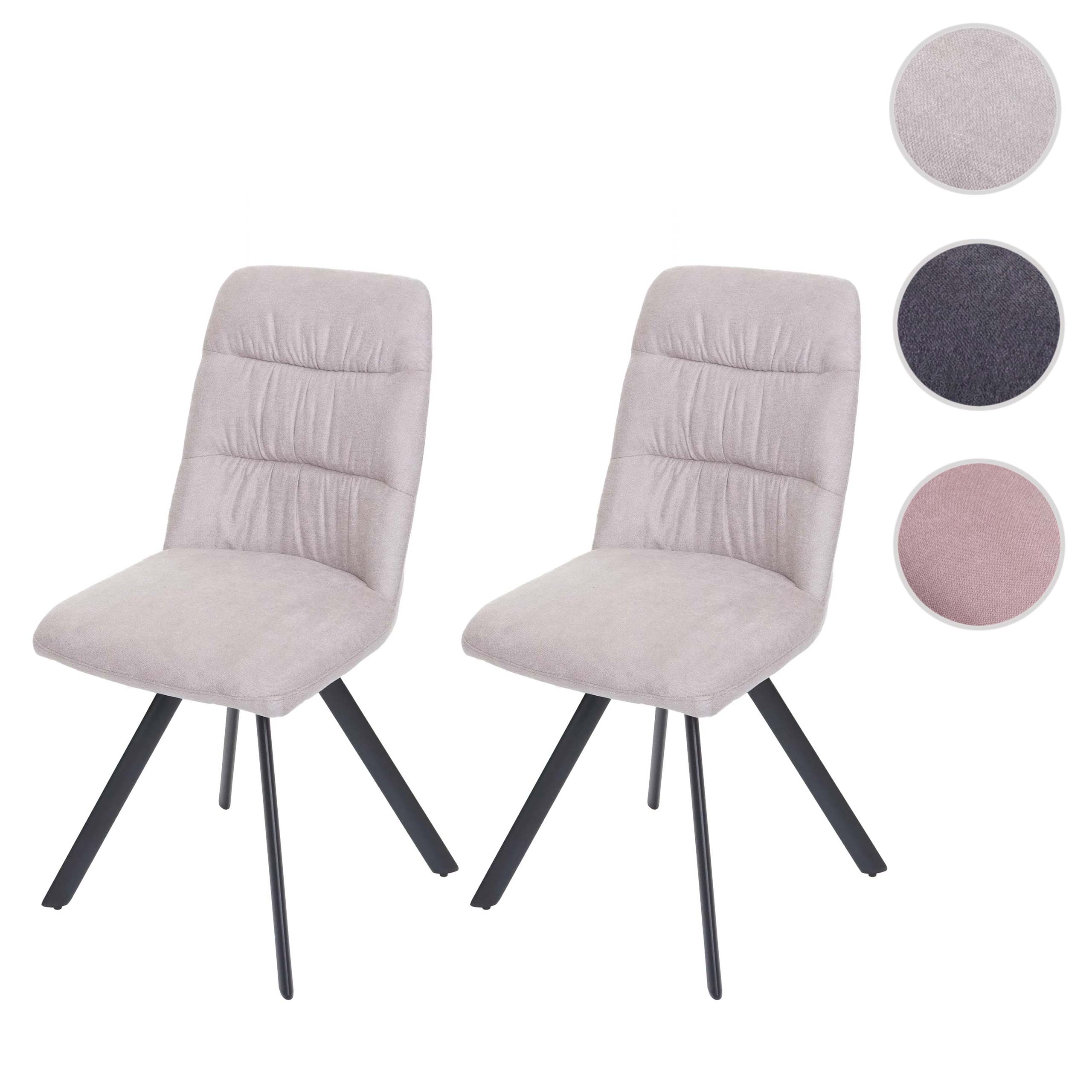 Set 2x sedie con seduta girevole HWC-J69 velluto senza braccioli avorio beige - 9