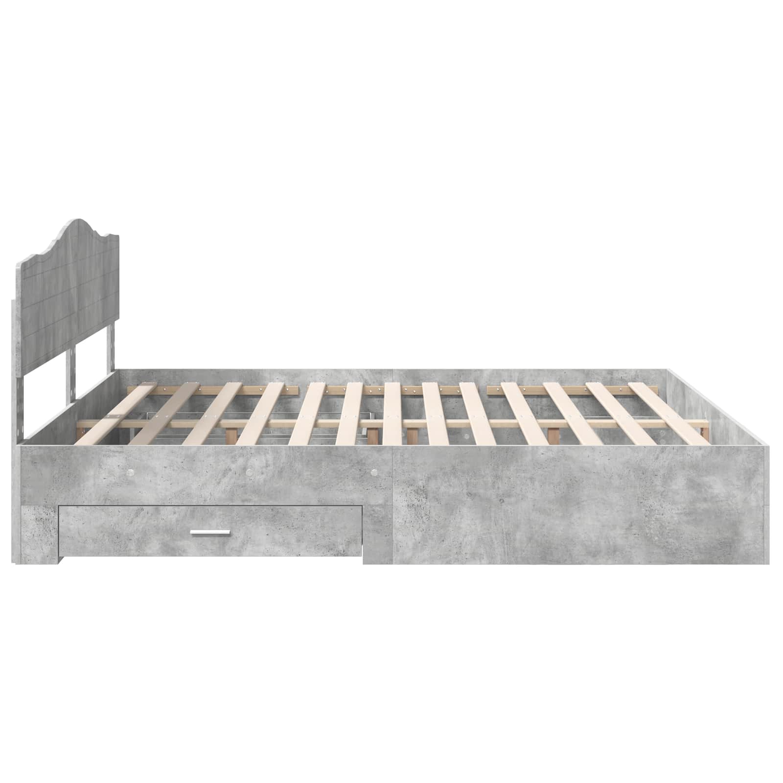 Cadre de lit en panneau de bois, gris béton, pour la chambre, 200 × 200 cm - 9