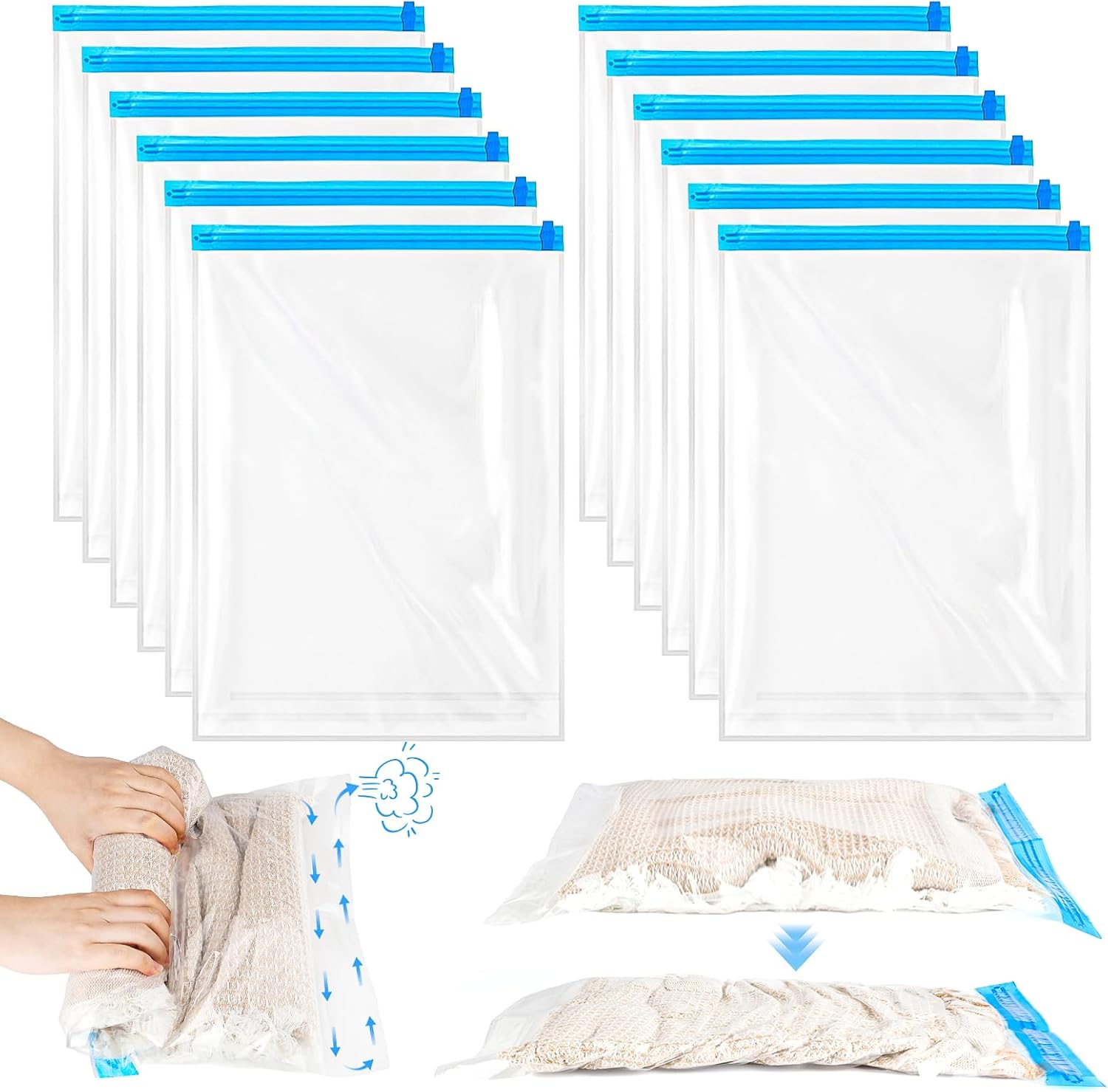 Lot de 12 sacs sous vide 35x50cm Idéal pour le voyage