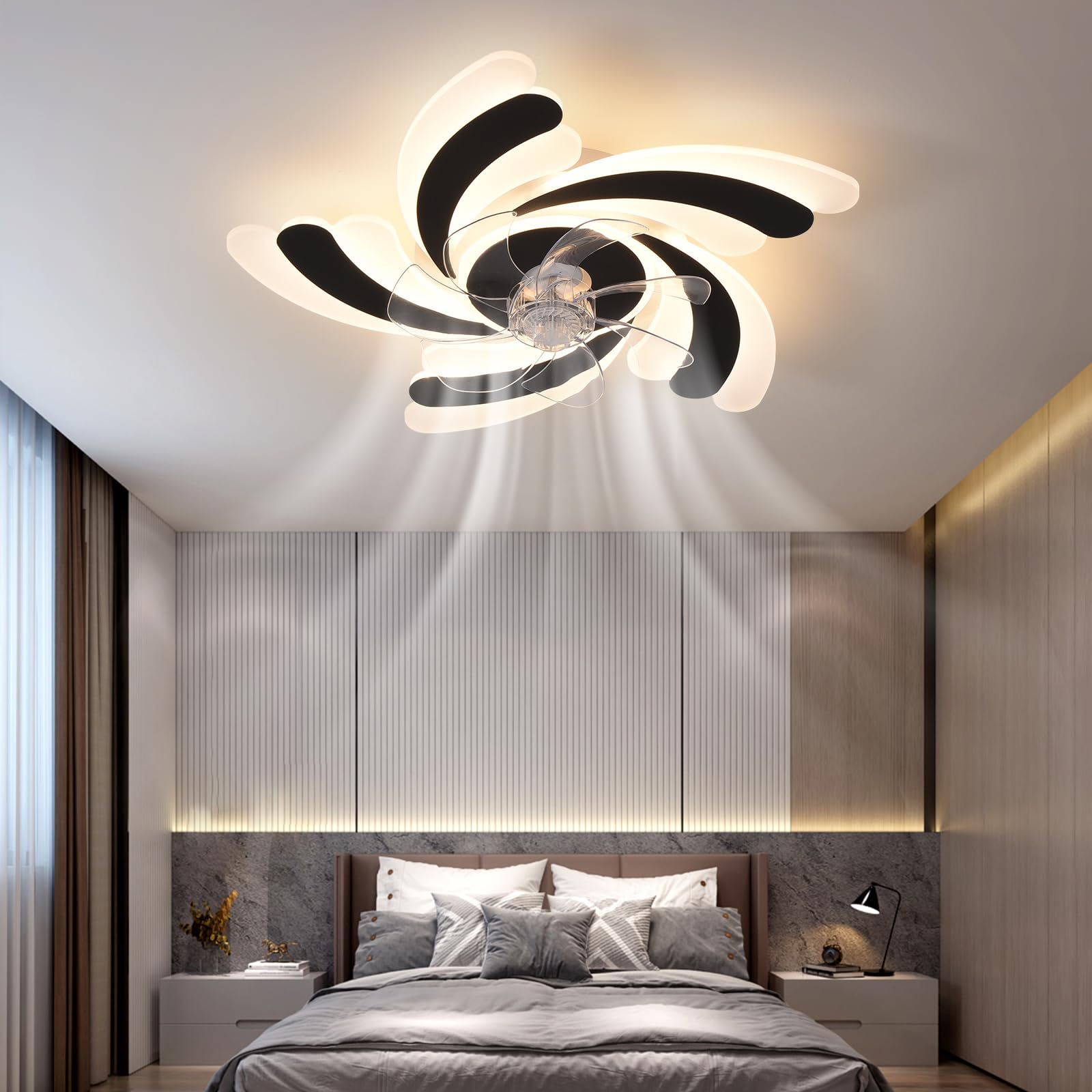 Ventilatore A Soffitto Con Luce LED 40W - Silenzioso, Con Telecomando, Regolabile 3000K-6000K, 6 Velocità, Per Soggiorno E Camera Letto