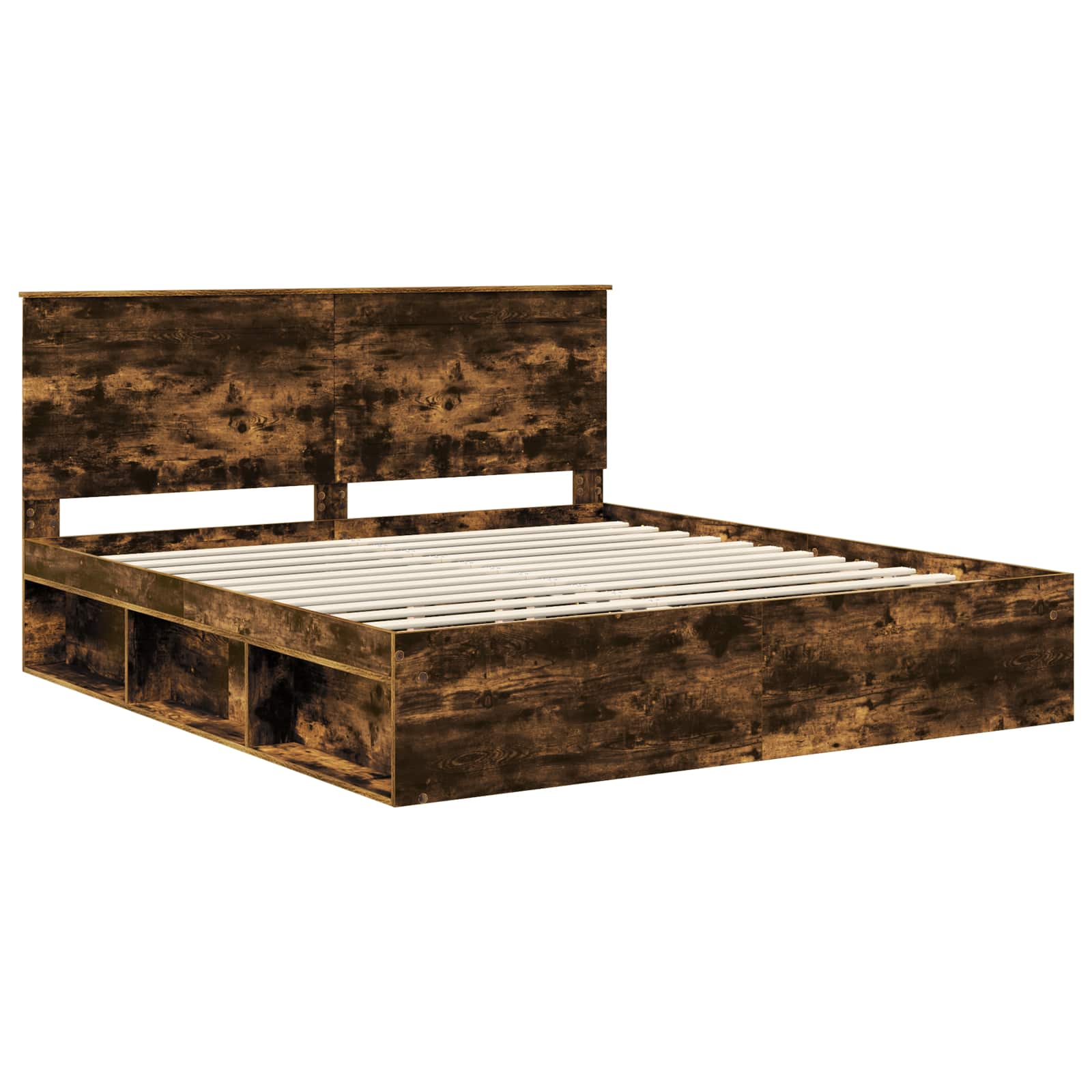 Cadre de lit chêne fumé 180 x 200 cm en bois de pin massif - 4