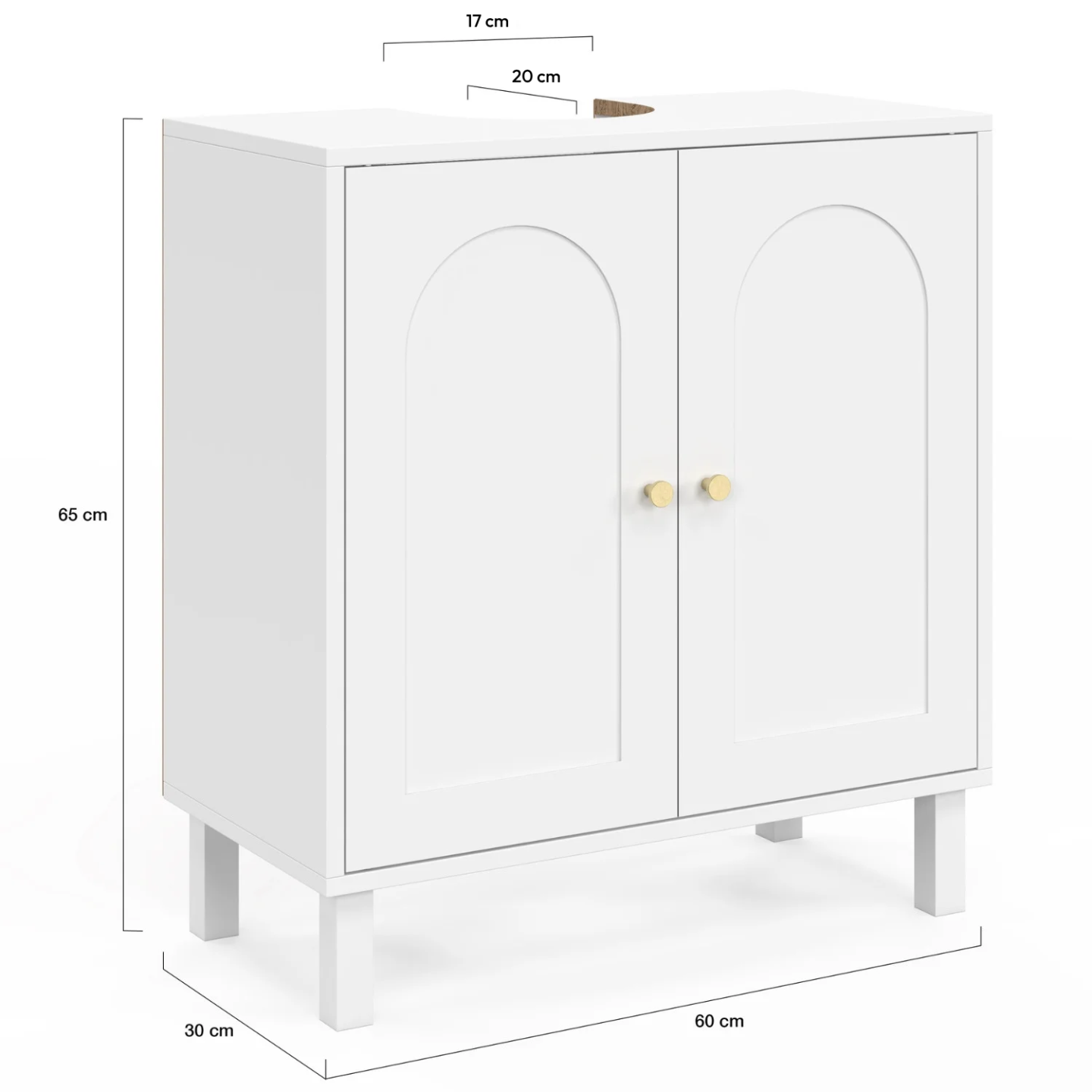 Meuble sous lavabo salle de bain ARSENE design arche bois blanc - 5
