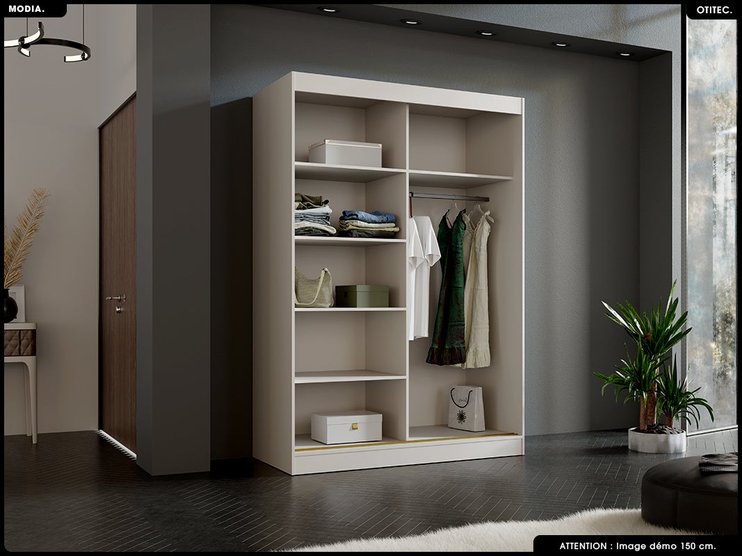 Bibliothèque pour Séjour en Bois Beige H. 215 x l. 200 x P. 65 cm - 3