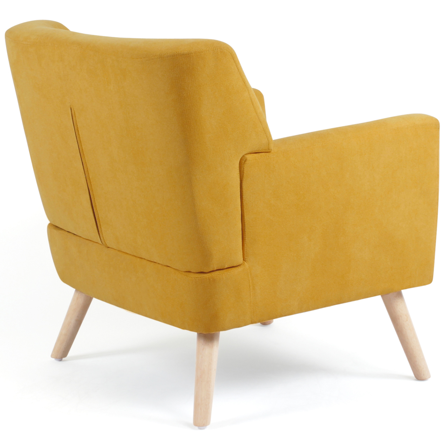 Fauteuil scandinave LIV en tissu jaune moutarde - 4