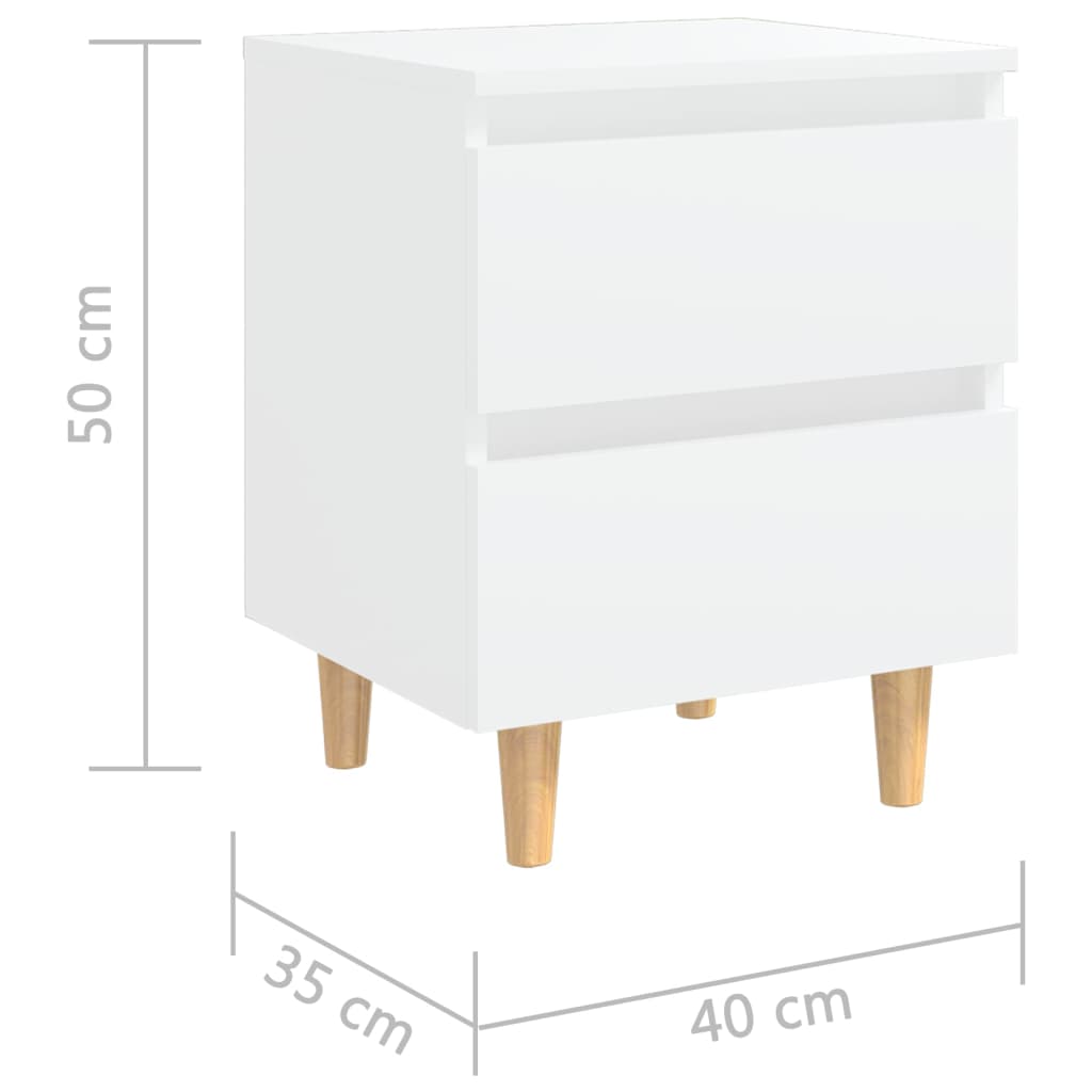 Tables de chevet avec pieds en pin 2 pcs Blanc 40x35x50 cm - 8