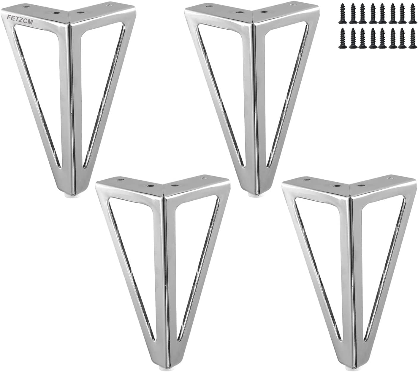4 puste nogi meblowe (15 cm, srebrne), metalowy stół