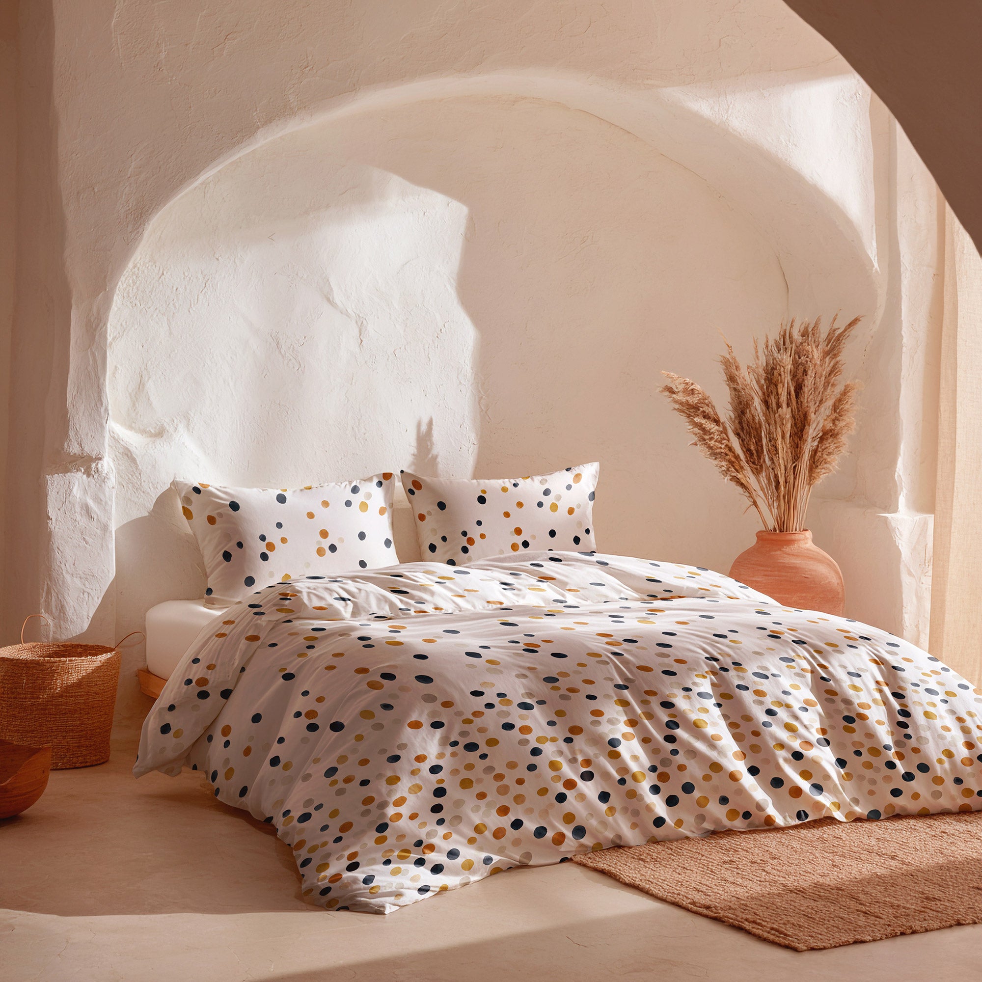 Housse de couette 100% coton 240x220 cm + 2(50x85) cm terracotta - Olivia - 2