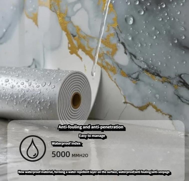 Papier peint auto-adhésif en marbre, panneau mural en vinyle texturé brillant, imperméable et durable, décoration murale de fond TV, 0,6*3 mètres - 3
