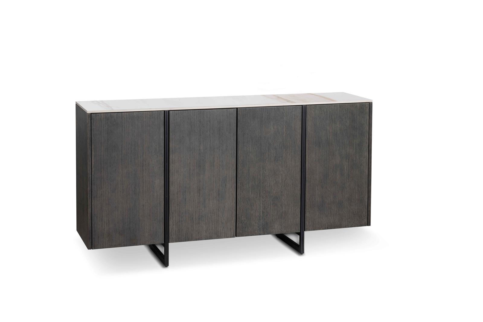 Madia Credenza 4 Ante In Vetro Specchio Bronzo E Cassa Tortora ARTE 120 Con 2 Piedini 85484886