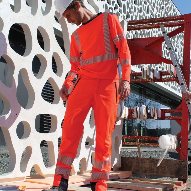 Cepovett - Pantalon de travail Stretch été Fluo SAFE - Orange / Gris - XL - 5