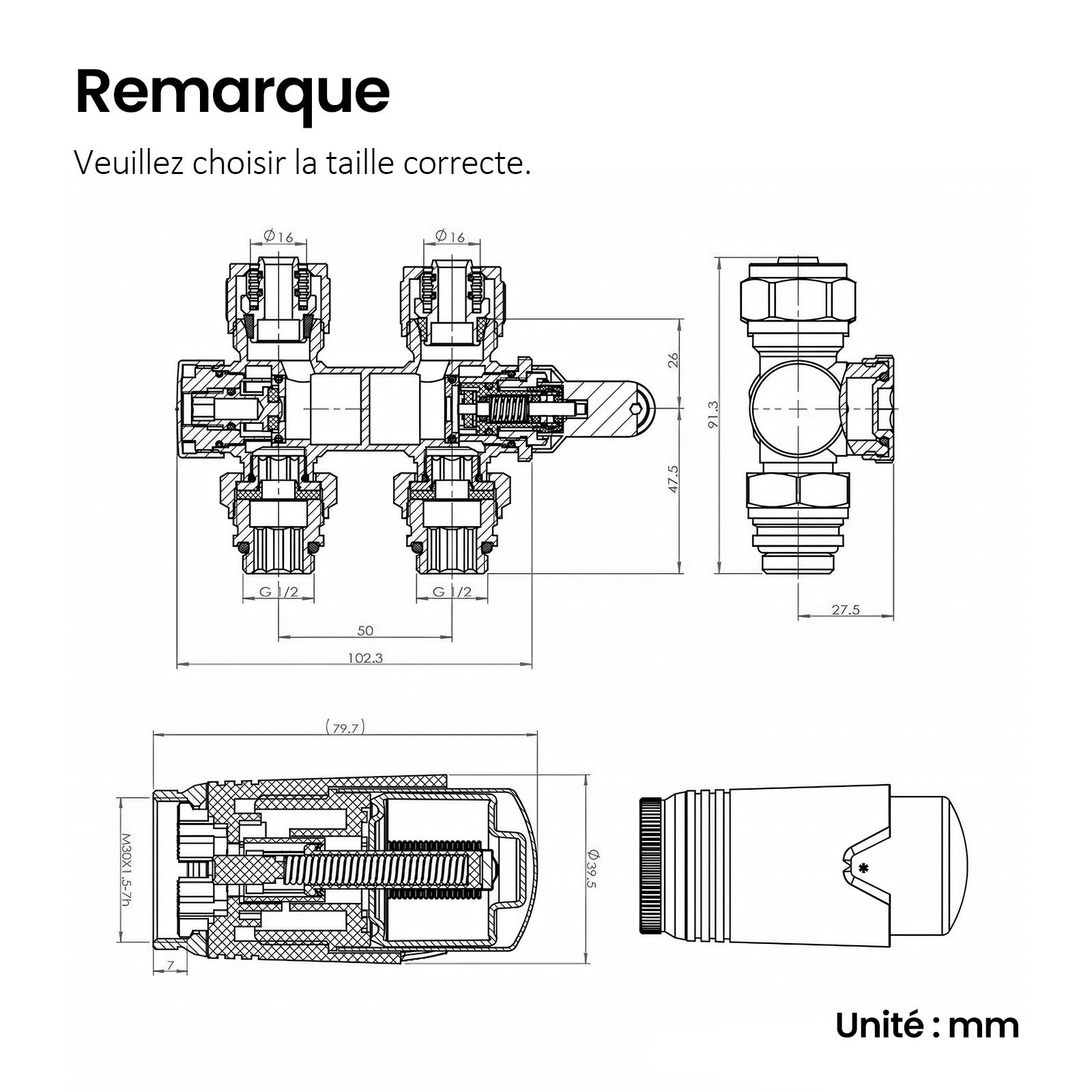 Kit válvula termostática radiador para baño – Válvula de radiador Blanca – Compatible tubos 16mm - 8
