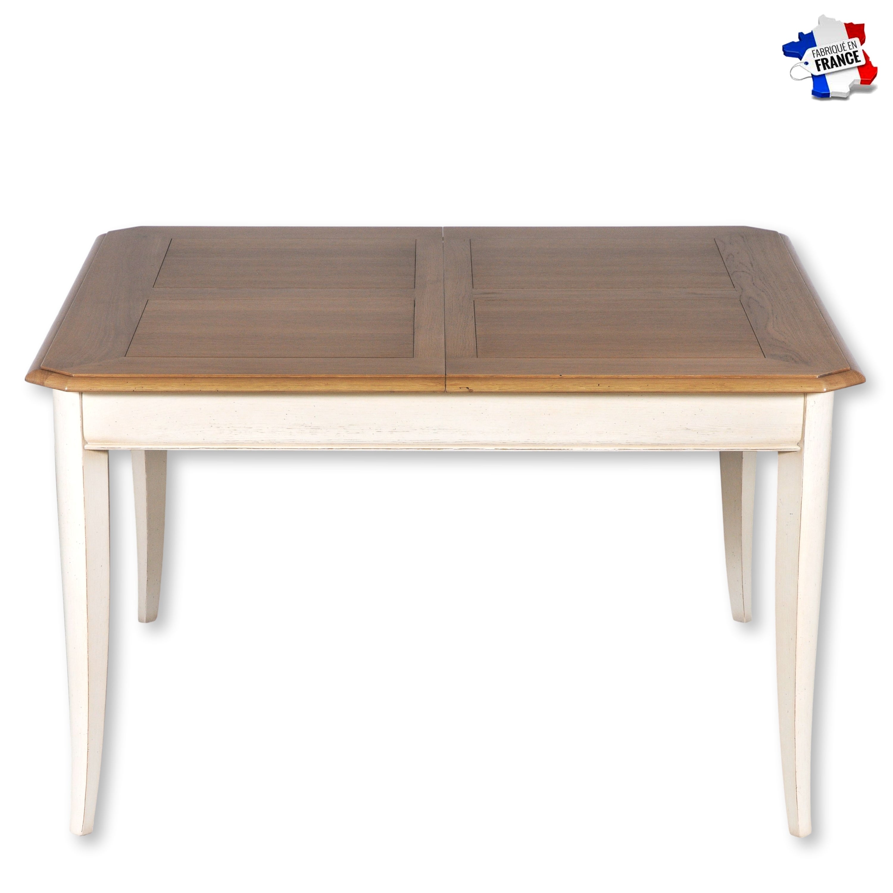 Table carrée 130 cm, 2 rallonges intégrées, chêne massif - GONTIER ...