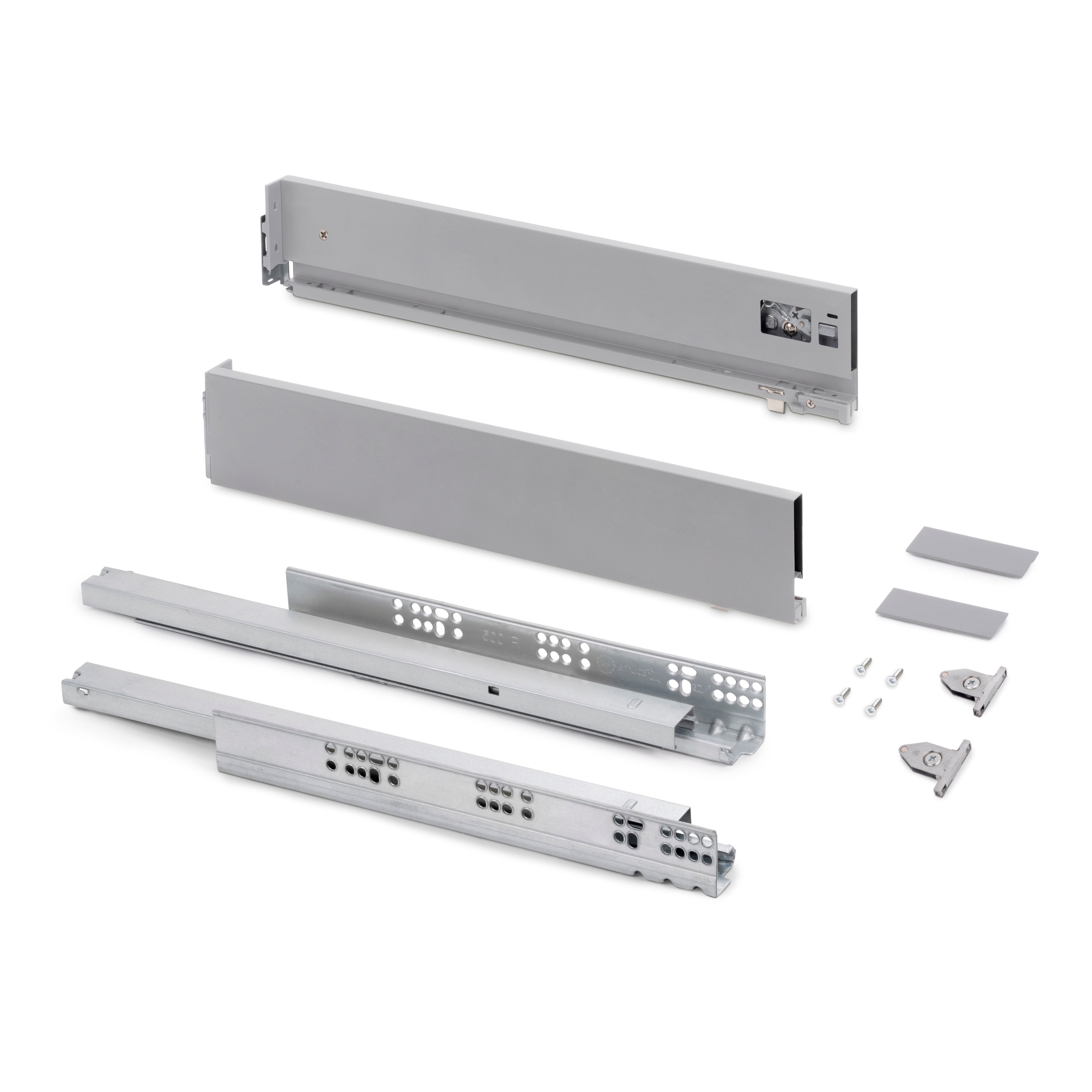 Emuca Szuflada zewnętrzna Vertex z regulacją 3D, wysokość 93mm, 40 kg, głębokość 350 mm, Stal, Malowane aluminium