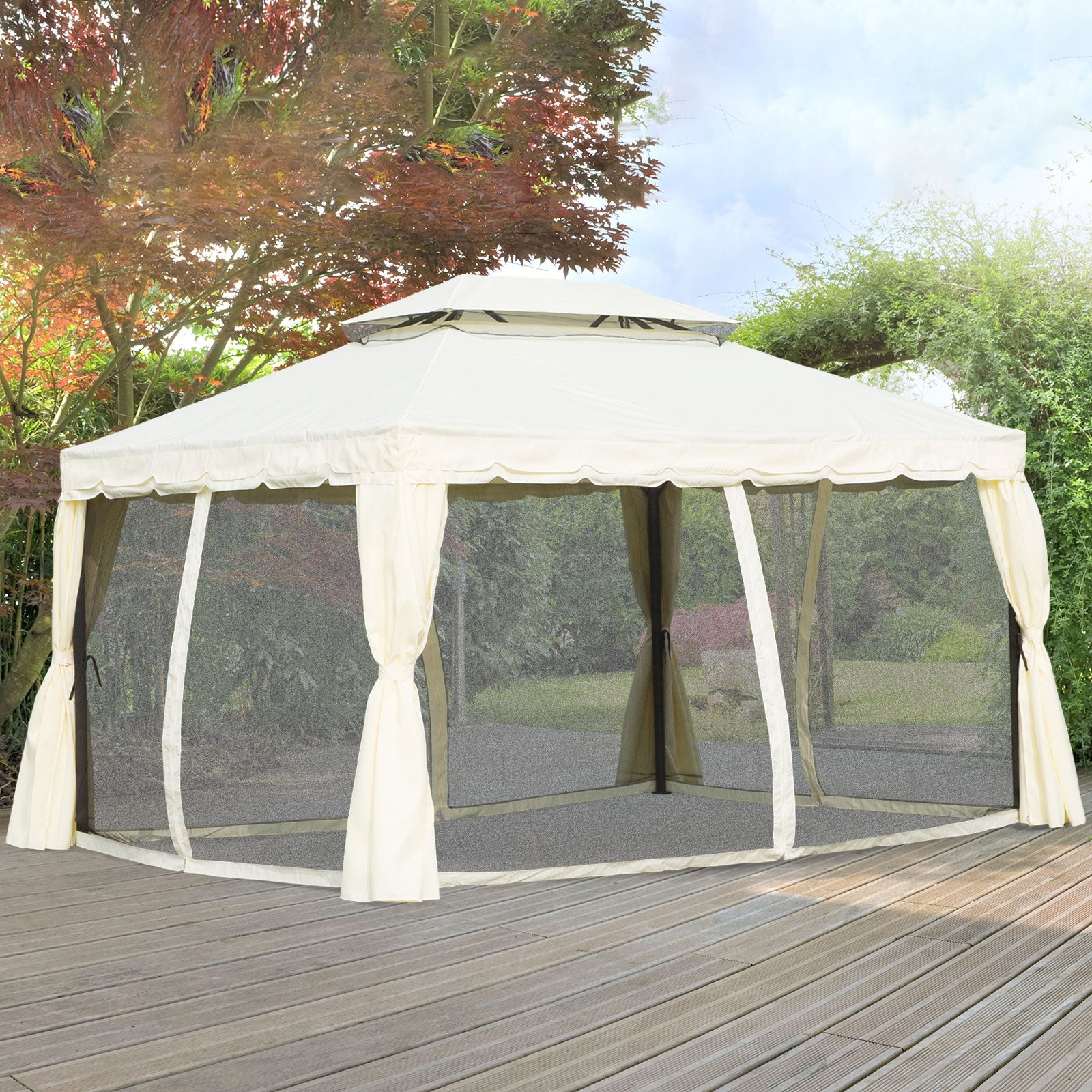 Pavillon de jardin 3,9L x 2,9l x 2,7H m écru - 2