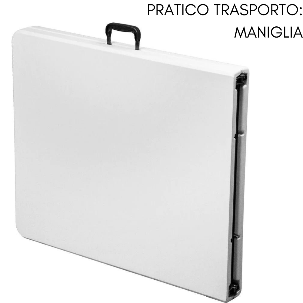 Table de jardin extérieure pliante rectangulaire avec étui blanc cm 152x76x74 - 6