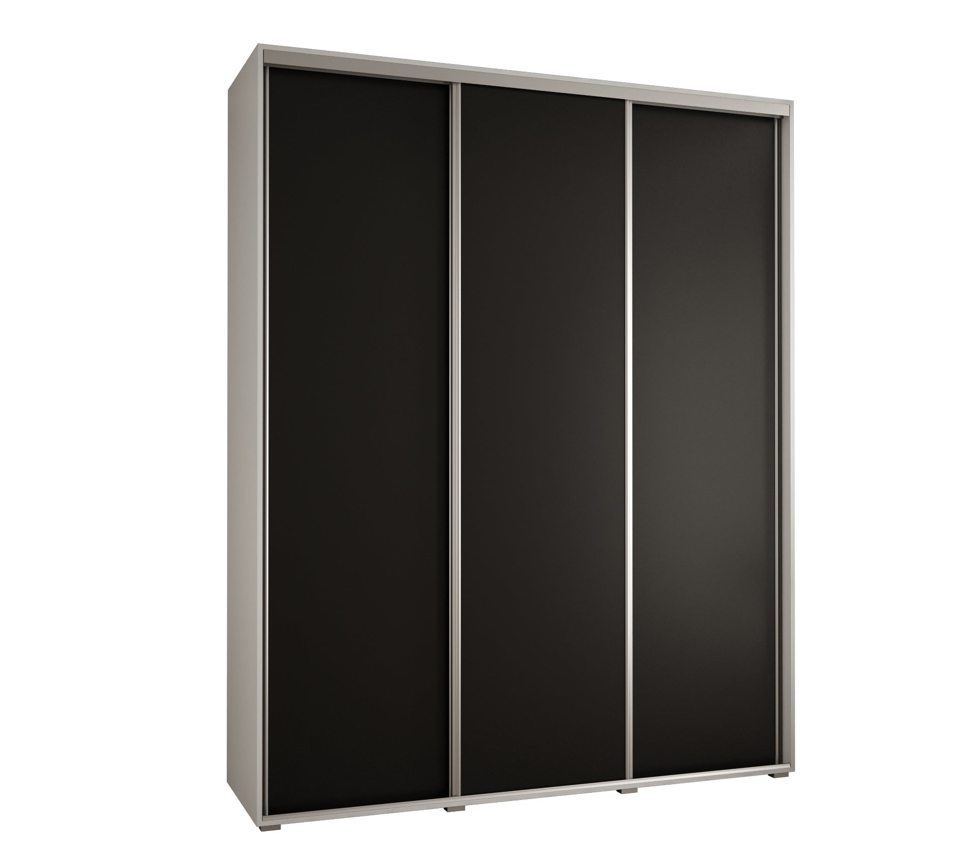 Szafa przesuwna wysoka Davos 1 190 x 45 x 235,2 cm biały + czarny + u. srebrny - Abiks Meble