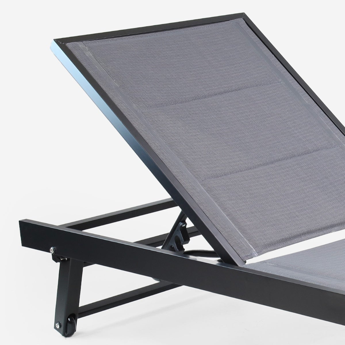 Stock 4 lettini prendisole da giardino piscina alluminio ruote Rimini - Grigio Scuro - 7