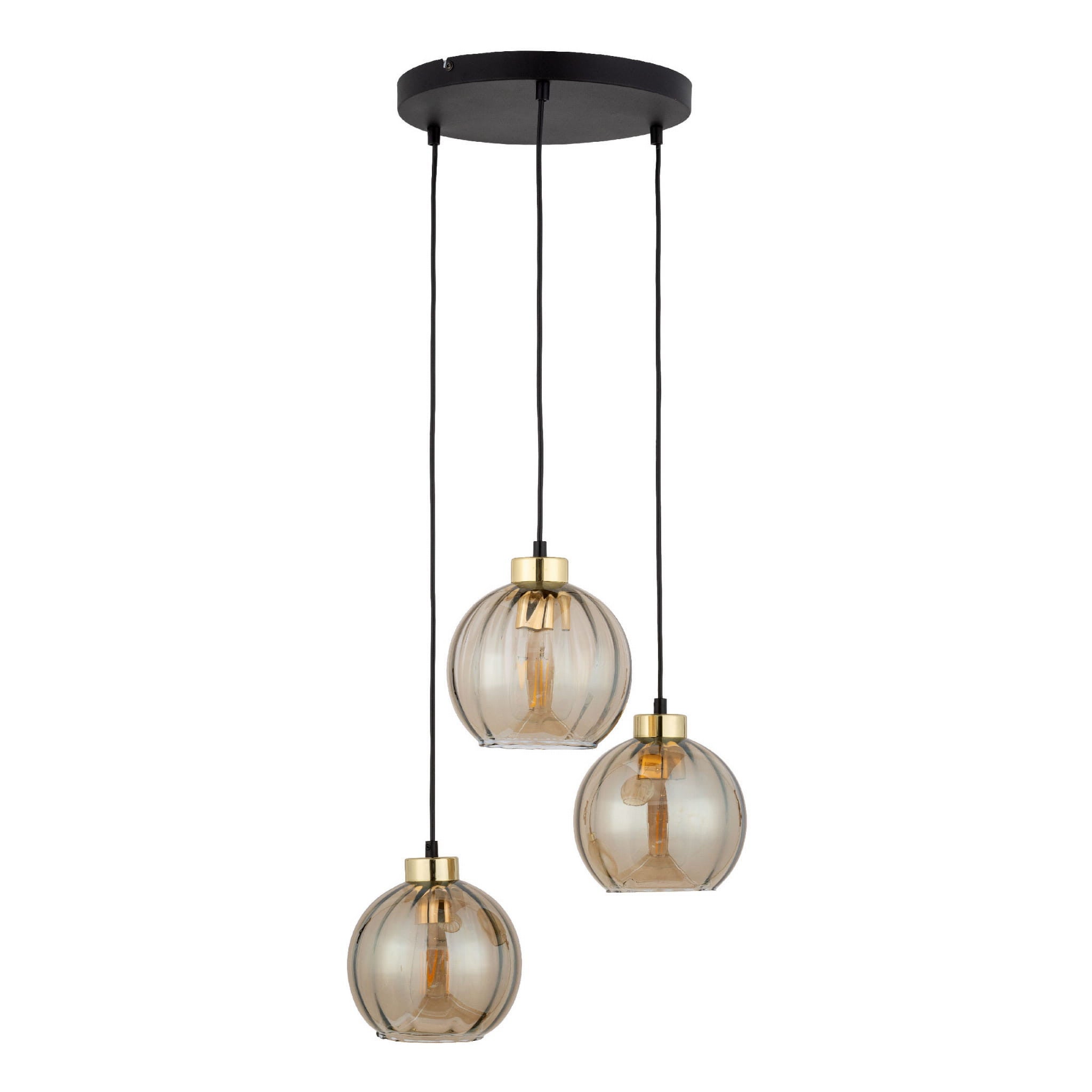 Lampa wisząca Devi czarno-bursztynowy-złota 3xE27x15W wym: 95 x 35 x 37 cm szkło TK Lighting