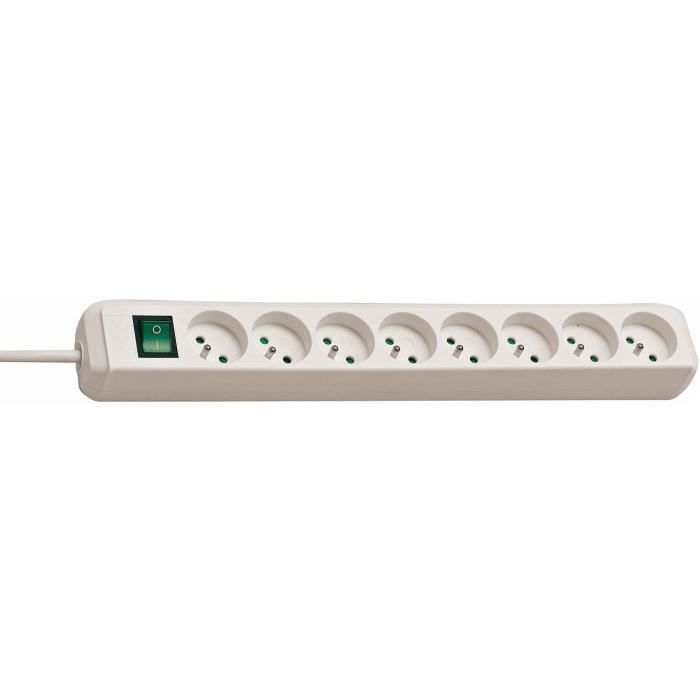 Prolongateur multiprise Eco-Line avec interrupteur 8 prises cordon de 3 mètres blanc - 3