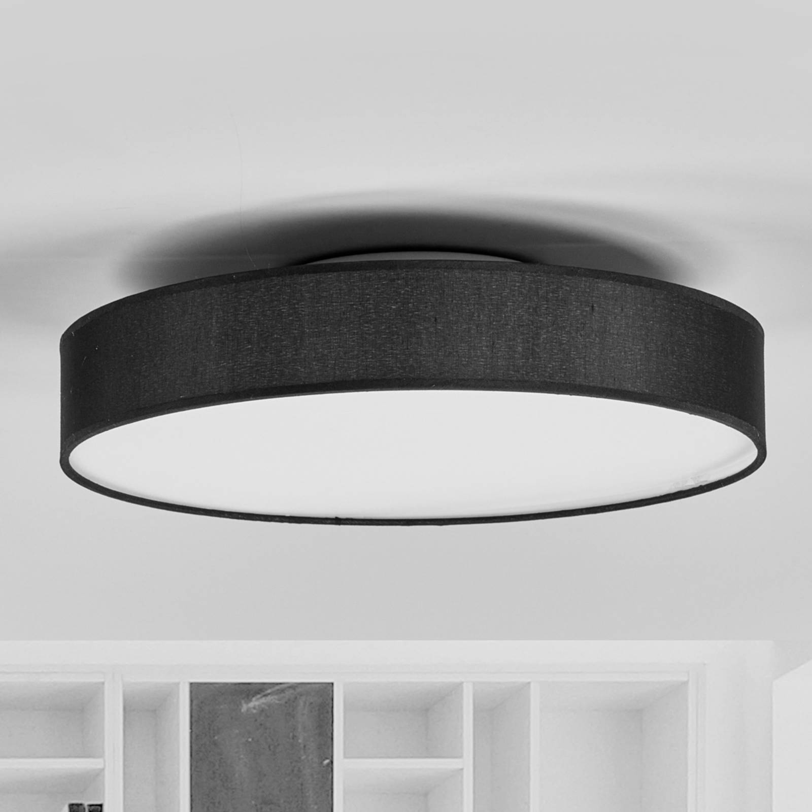 Lindby Plafoniera Moderna In Tessuto Nero – Dimmerabile Con Portalampada E27 – Per Soggiorno E Camera - 3