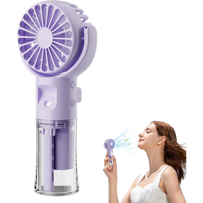 Przenośny wentylator z mgiełką | Akumulatorowy wentylator przenośny - 4-biegowa przenośna lodówka turystyczna, fioletowa