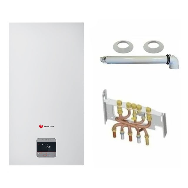 Chaudière Gaz Condensation Isotwin Condens Saunier Duval 26 kW Complète (Ventouse + Douilles + Dosseret)