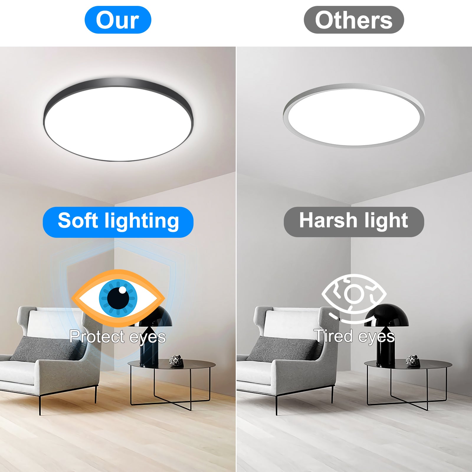 LOVHAUS 2 pcs Plafonnier LED 24W, 16 millions de couleurs RGB, blanc chaud/neutre, réglable, contrôle via app, télécommande, 2700k-6500k, Noir, Ø30CM - 8