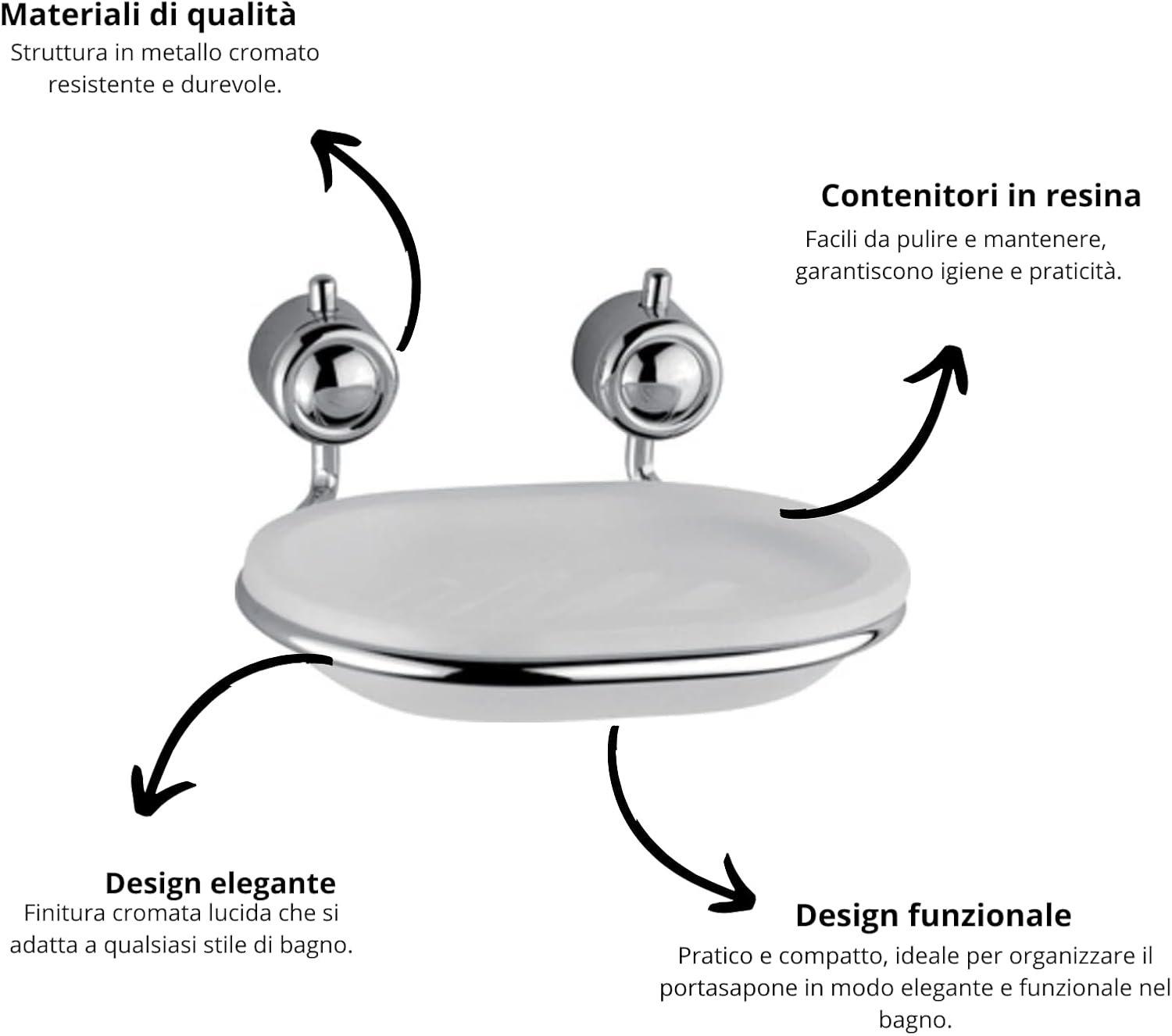 2 Portasapone Autoadesivi In Acciaio Inossidabile - Senza Foratura, Per Bagno E Cucina - Foto 8
