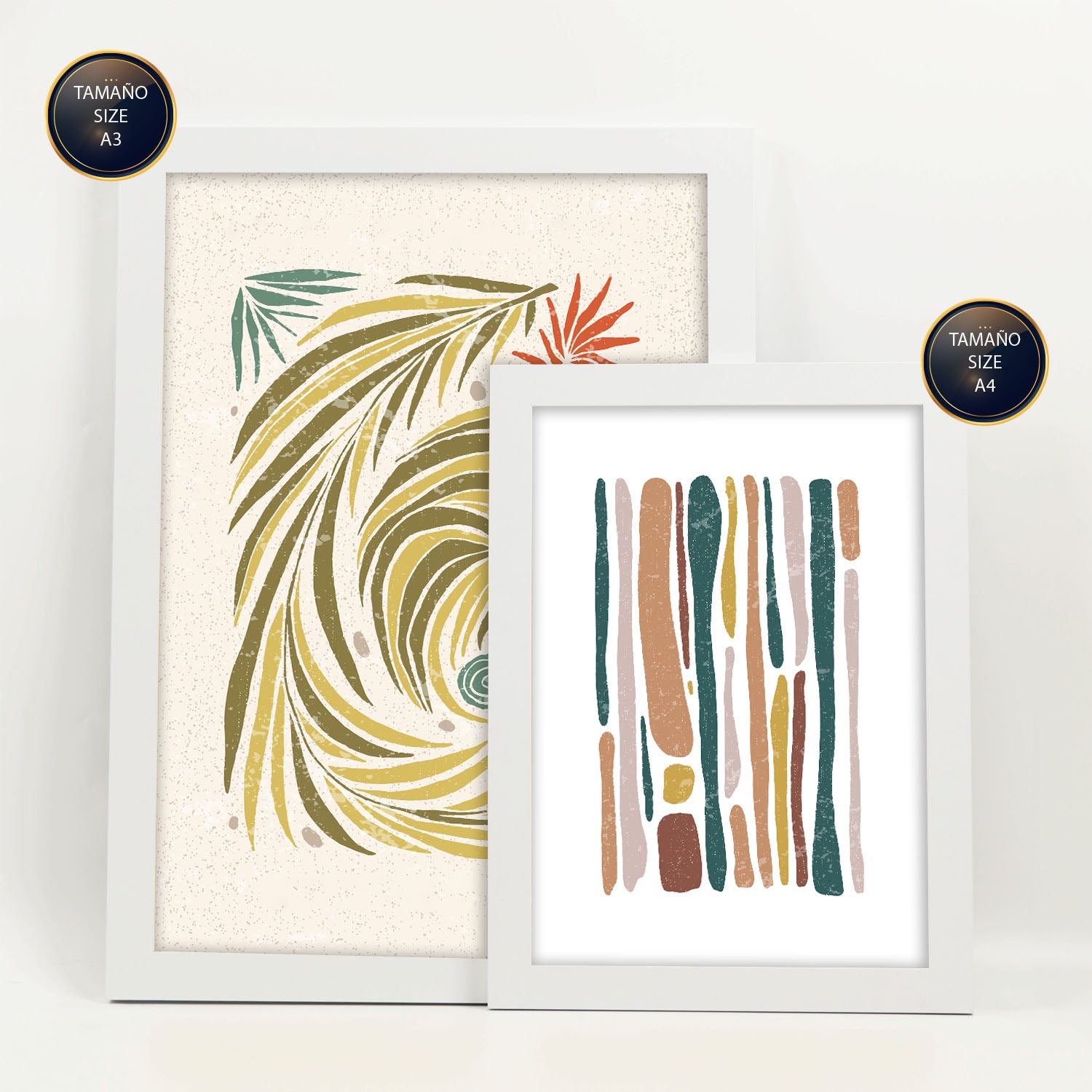 Nacnic Ensemble 6 Impressions De Lignes Dans De Style Ethnique Cadre Décoratifs Pour Votre Chambre Maison Impression A4 A3 Avec Des Cadre Blanc - 2