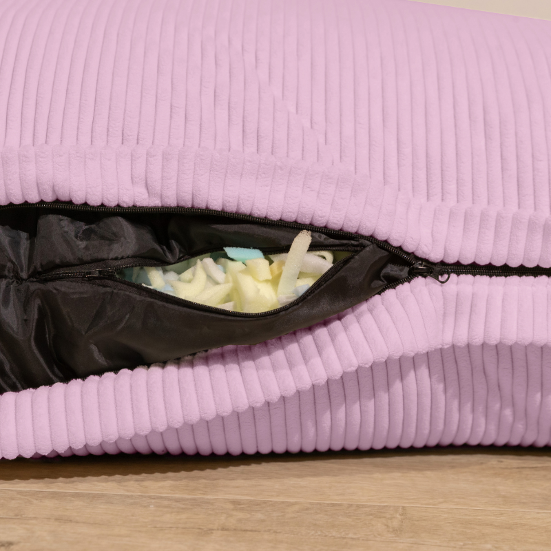 Pouf velours côtelé déhoussable BANANAIR 180 x 140 cm violet parme - 6