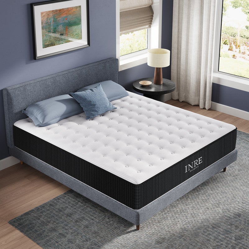 Matelas 180x200 cm INRE, 30 cm - Mémoire de Forme, Réversible, 7 Zones Ergonomiques, Tissu Respirant, Confort Optimal - 7