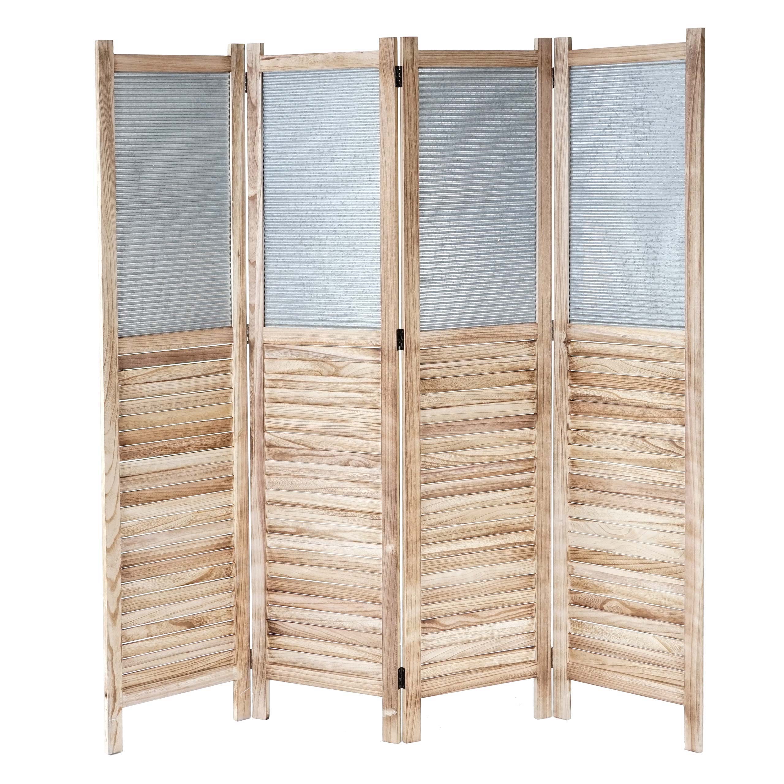 Biombo de 4 paneles madera y metal 170x160x2cm 04_0003922