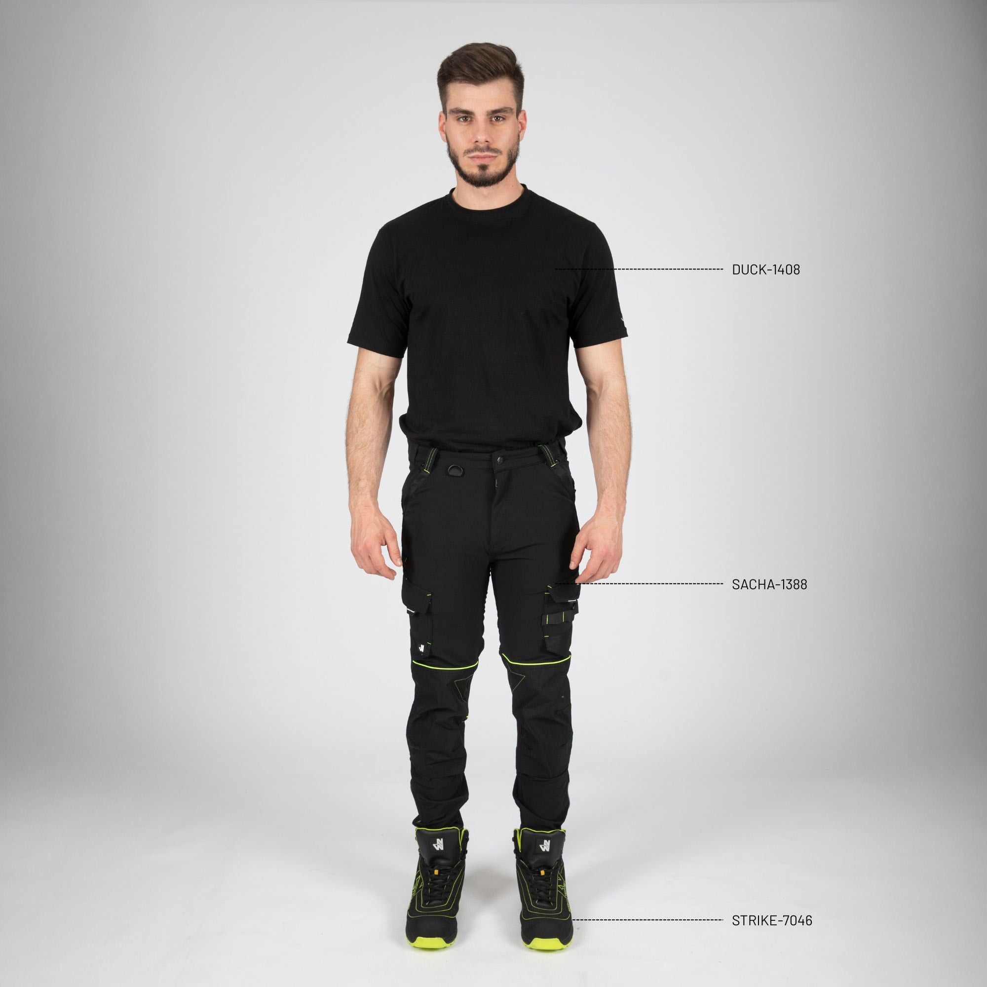 SACHA - PANTALON DE TRAVAIL - 1388 Noir , Jaune fluo 54 - 2